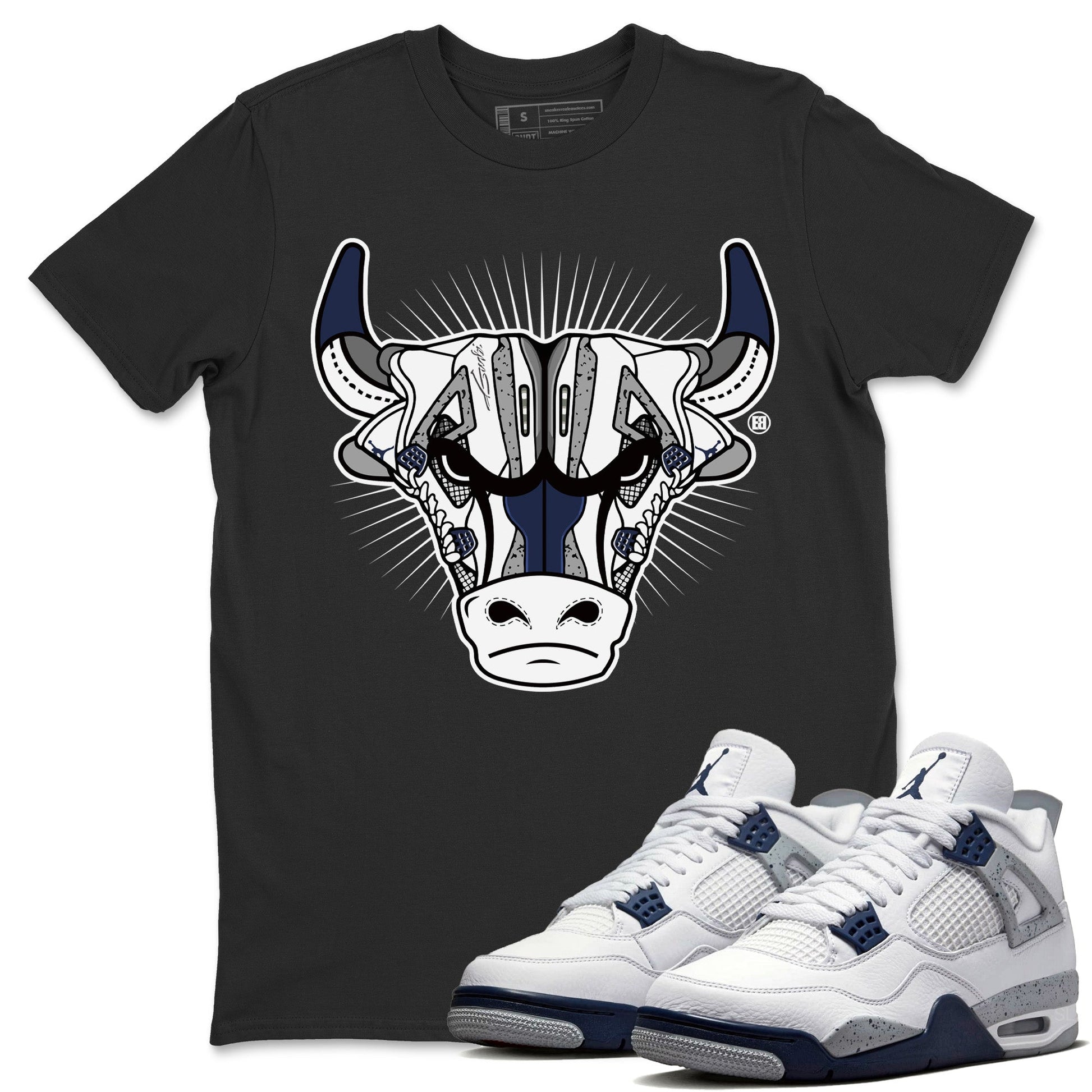 Jordan 4 Midnight Navy Sneaker Match Tees Sneaker Bull Head Sneaker Tees Jordan 4 Midnight Navy Sneaker Release Tees Unisex Shirts