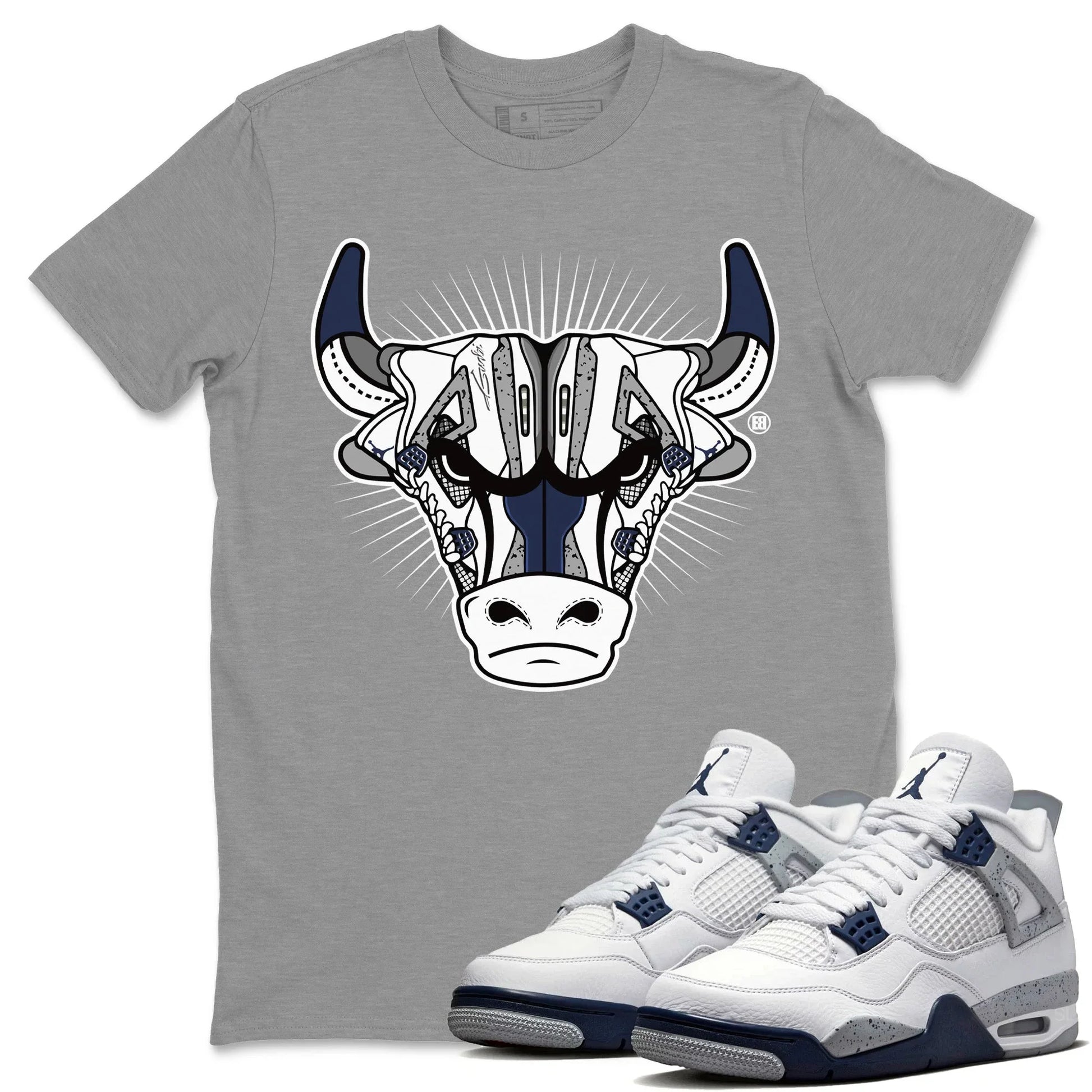 Jordan 4 Midnight Navy Sneaker Match Tees Sneaker Bull Head Sneaker Tees Jordan 4 Midnight Navy Sneaker Release Tees Unisex Shirts