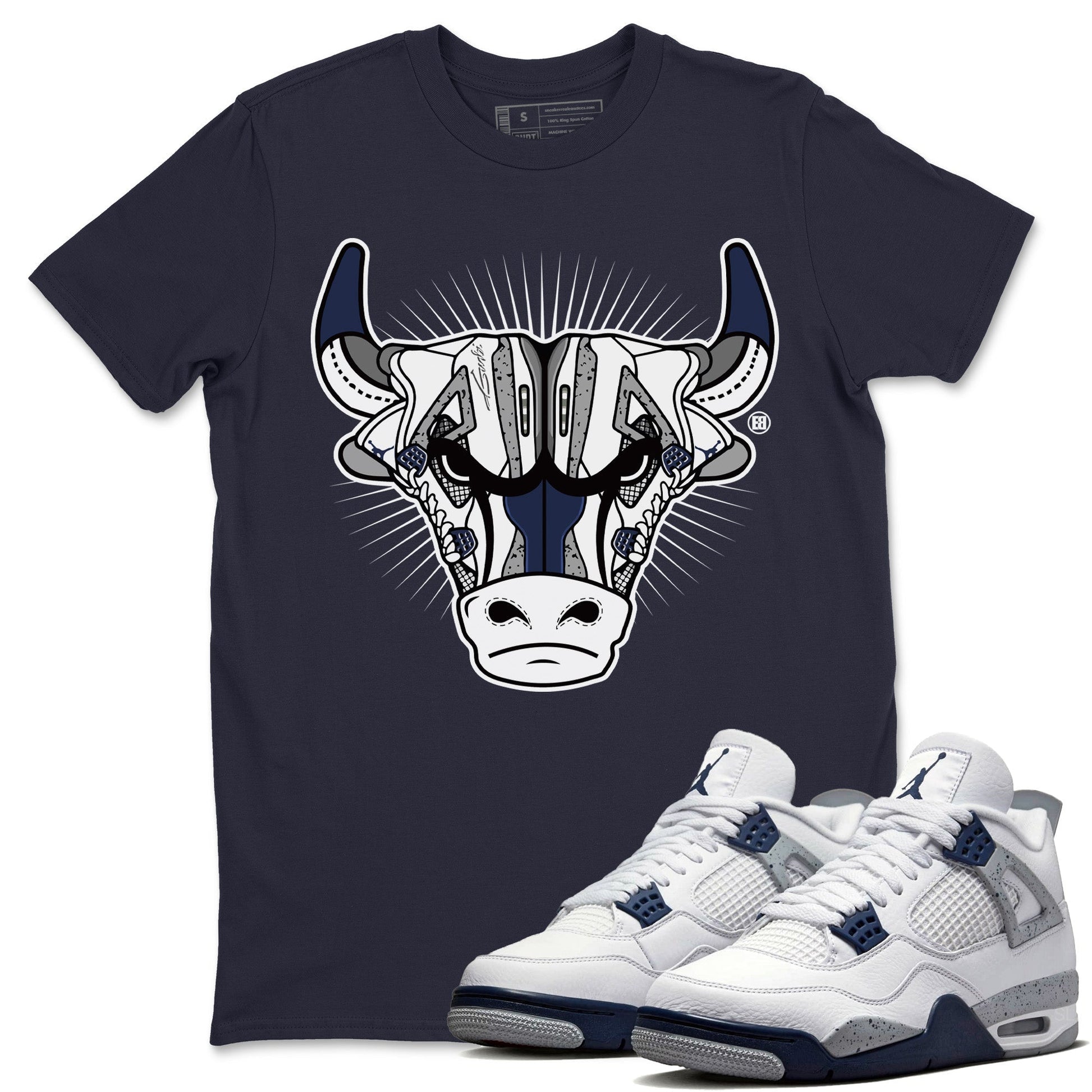 Jordan 4 Midnight Navy Sneaker Match Tees Sneaker Bull Head Sneaker Tees Jordan 4 Midnight Navy Sneaker Release Tees Unisex Shirts