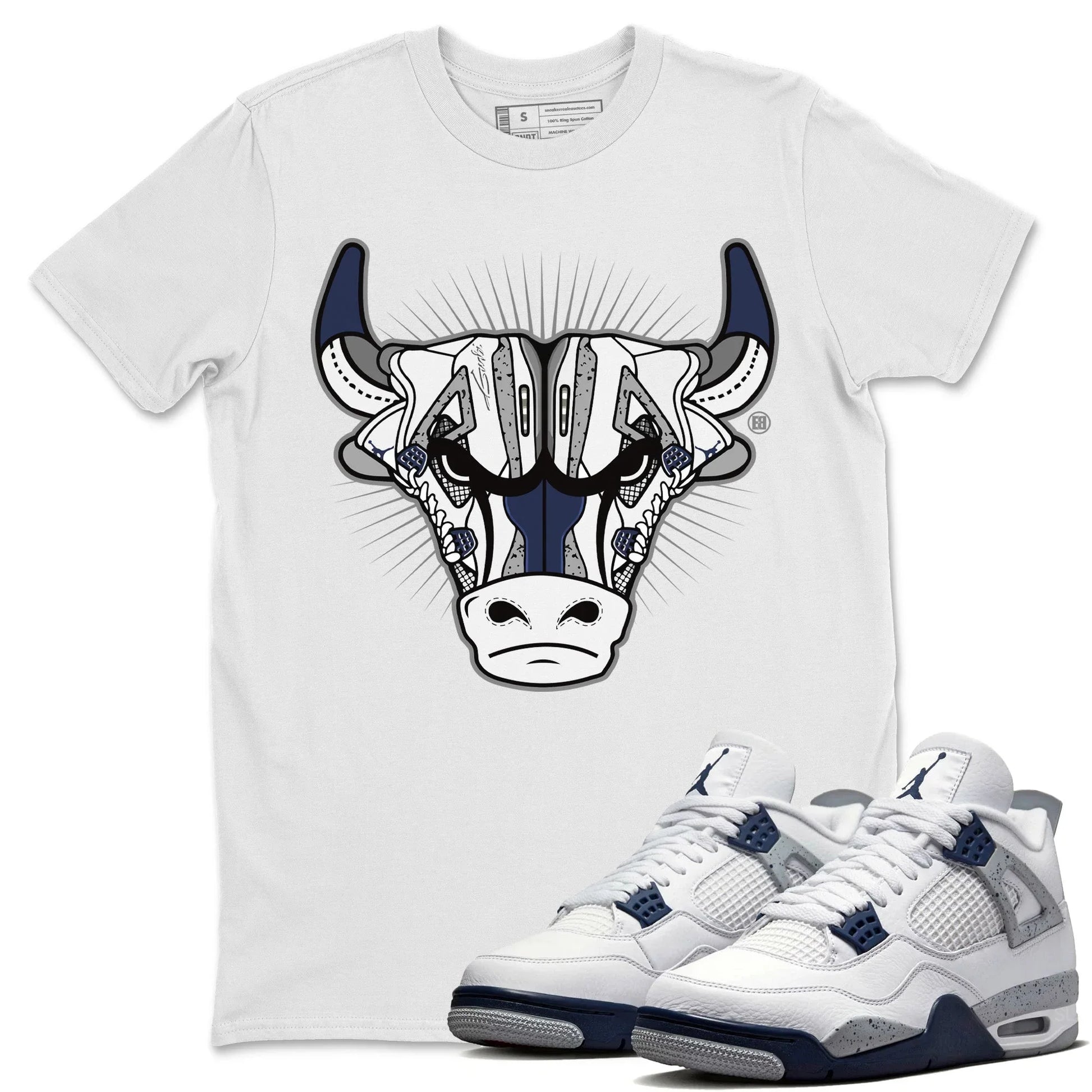 Jordan 4 Midnight Navy Sneaker Match Tees Sneaker Bull Head Sneaker Tees Jordan 4 Midnight Navy Sneaker Release Tees Unisex Shirts