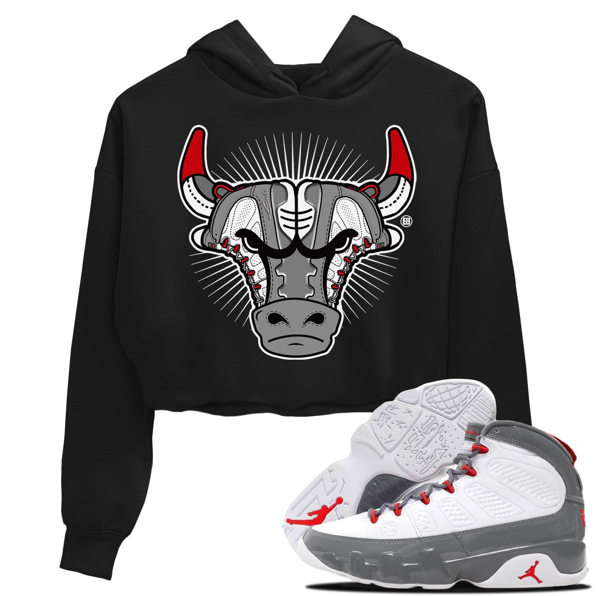 Jordan 9 Fire Red Sneaker Match Tees Sneaker Bull Head Sneaker Tees Jordan 9 Fire Red Sneaker Release Tees Women's Shirts