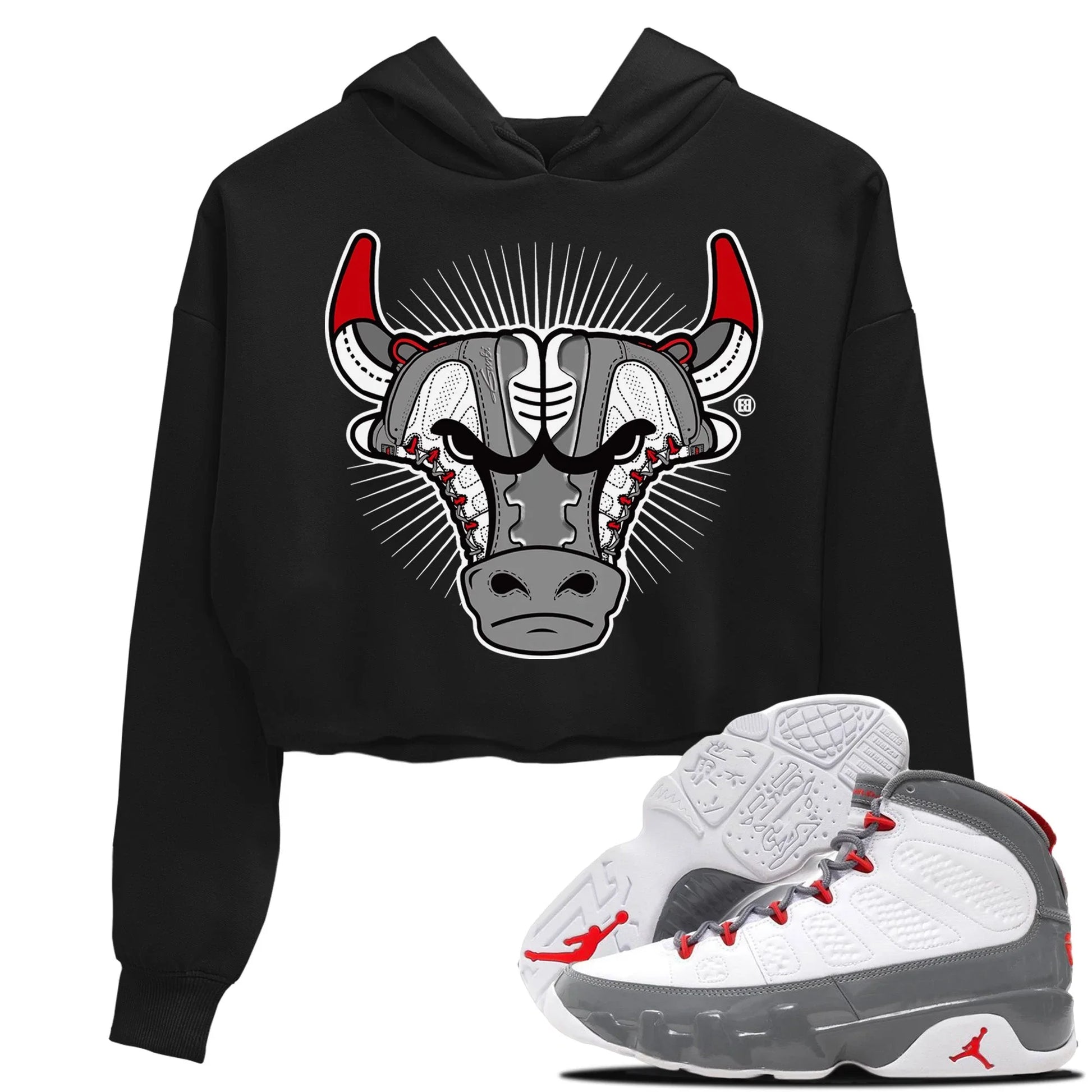 Jordan 9 Fire Red Sneaker Match Tees Sneaker Bull Head Sneaker Tees Jordan 9 Fire Red Sneaker Release Tees Women's Shirts