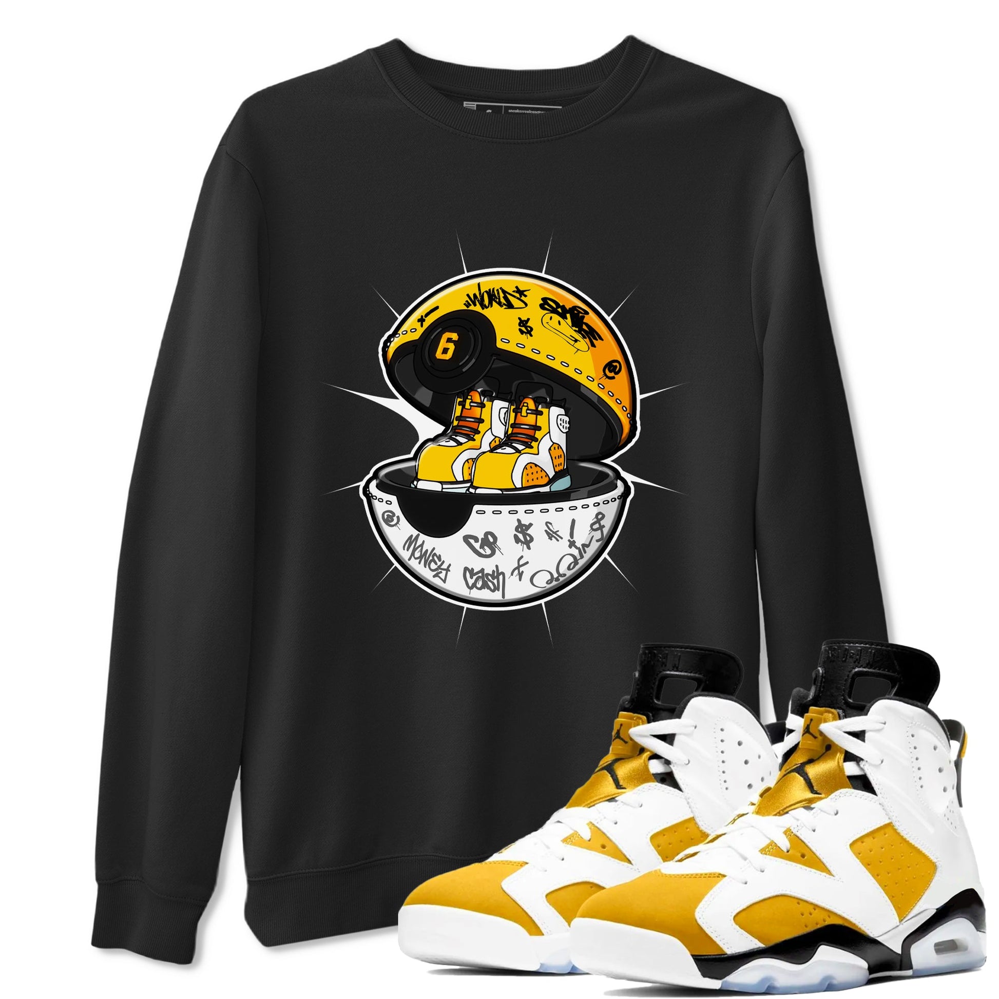 Air Jordan 6 Yellow Ochre shirt to match jordans Sneaker Capsule sneaker tees AJ6 Yellow Ochre SNRT Sneaker Release Tees Unisex Black 1 T-Shirt