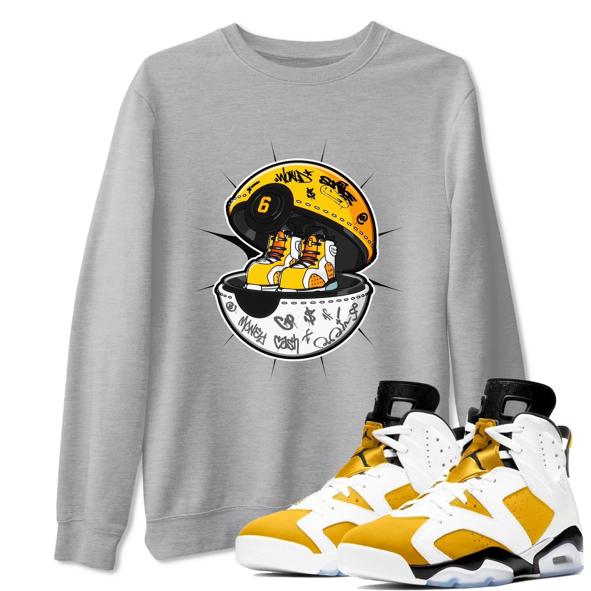 Air Jordan 6 Yellow Ochre shirt to match jordans Sneaker Capsule sneaker tees AJ6 Yellow Ochre SNRT Sneaker Release Tees Unisex Heather Grey 1 T-Shirt
