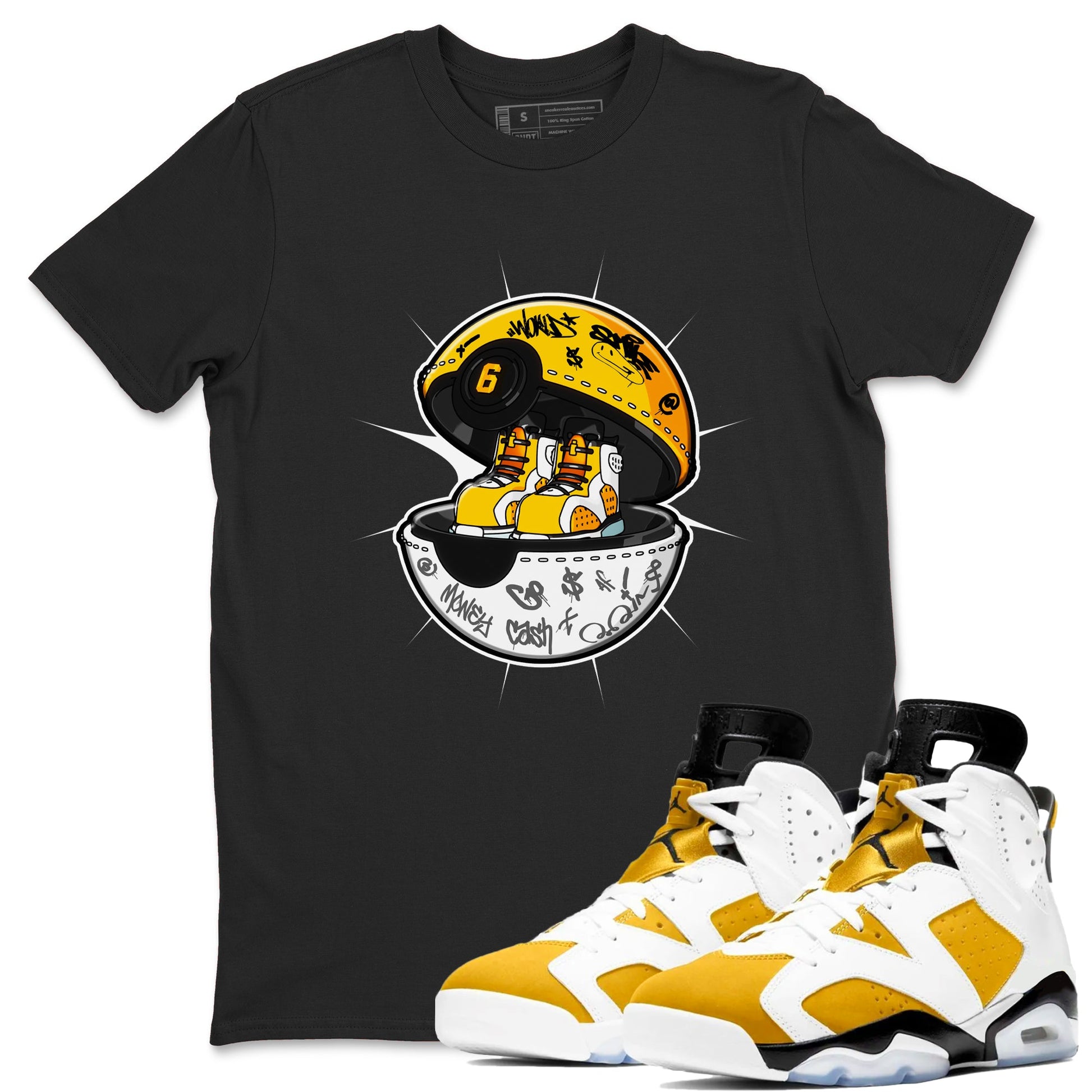 Air Jordan 6 Yellow Ochre shirt to match jordans Sneaker Capsule sneaker tees AJ6 Yellow Ochre SNRT Sneaker Release Tees Unisex Black 1 T-Shirt