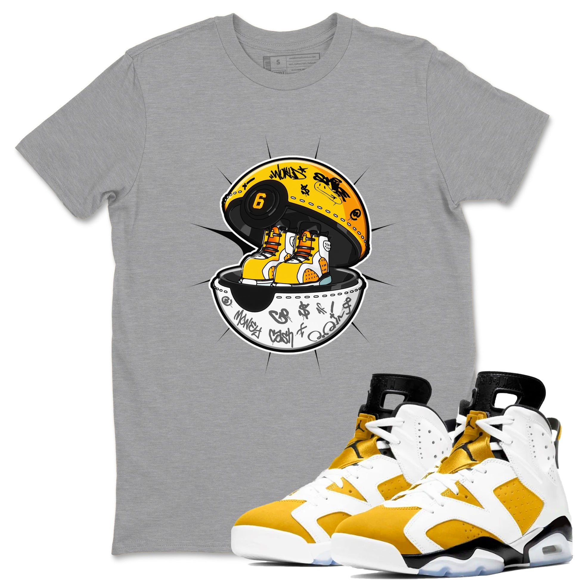 Air Jordan 6 Yellow Ochre shirt to match jordans Sneaker Capsule sneaker tees AJ6 Yellow Ochre SNRT Sneaker Release Tees Unisex Heather Grey 1 T-Shirt