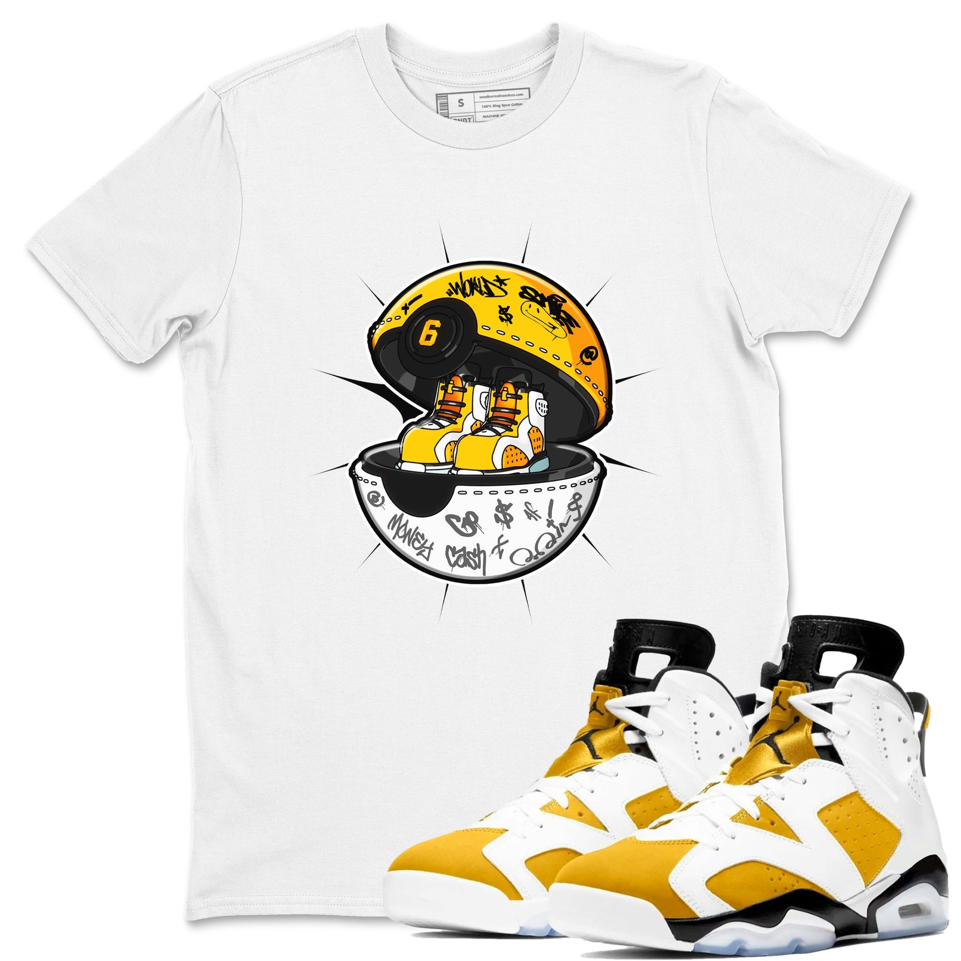 Air Jordan 6 Yellow Ochre shirt to match jordans Sneaker Capsule sneaker tees AJ6 Yellow Ochre SNRT Sneaker Release Tees Unisex White 1 T-Shirt
