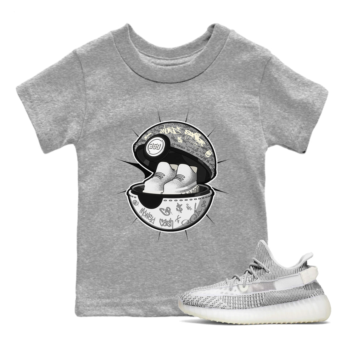 Yeezy 350 Static shirt to match jordans Sneaker Capsule sneaker tees Adidas Yeezy 350 Static SNRT Sneaker Release Tees Baby Toddler Heather Grey 1 T-Shirt