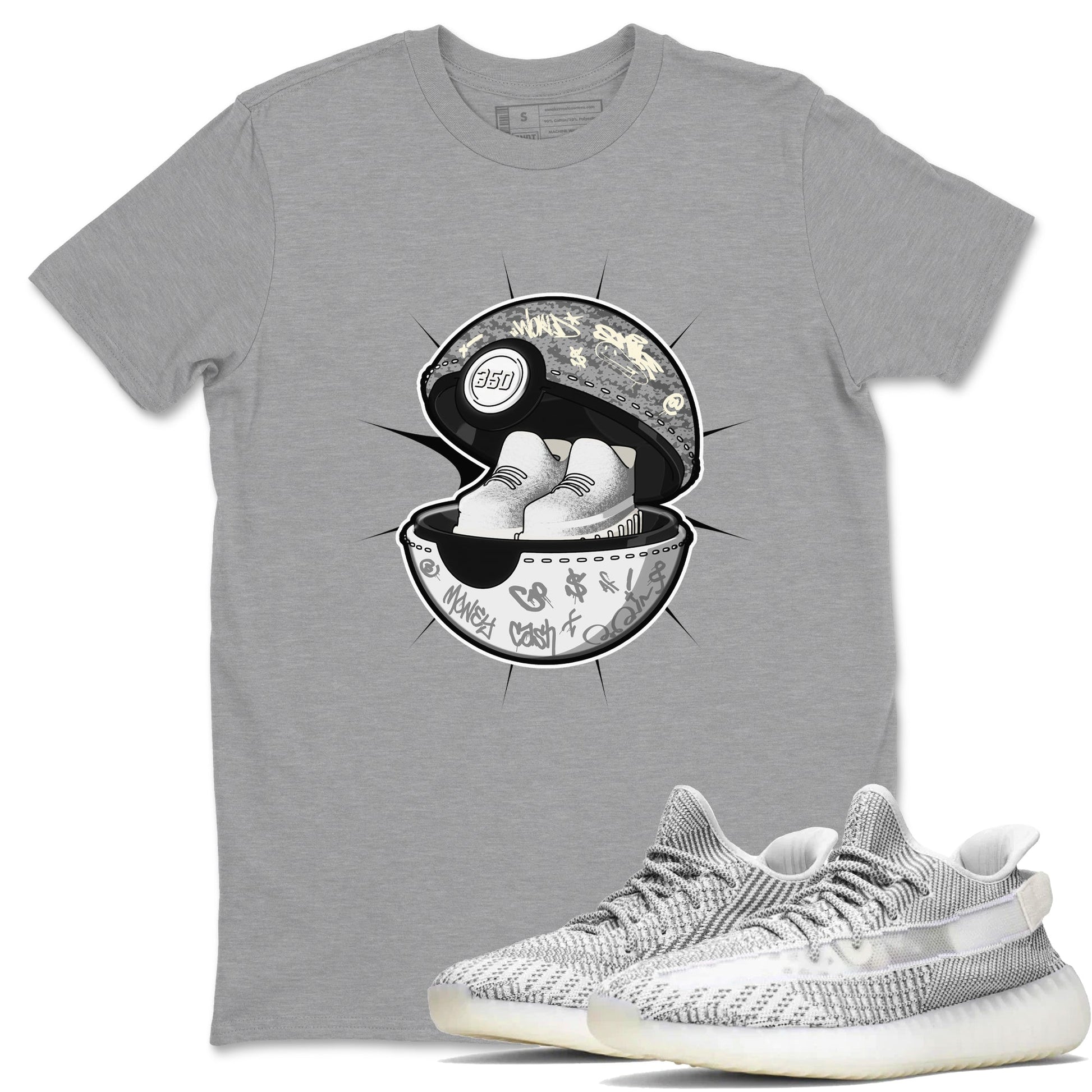 Yeezy 350 Static shirt to match jordans Sneaker Capsule sneaker tees Adidas Yeezy 350 Static SNRT Sneaker Release Tees Unisex Heather Grey 1 T-Shirt