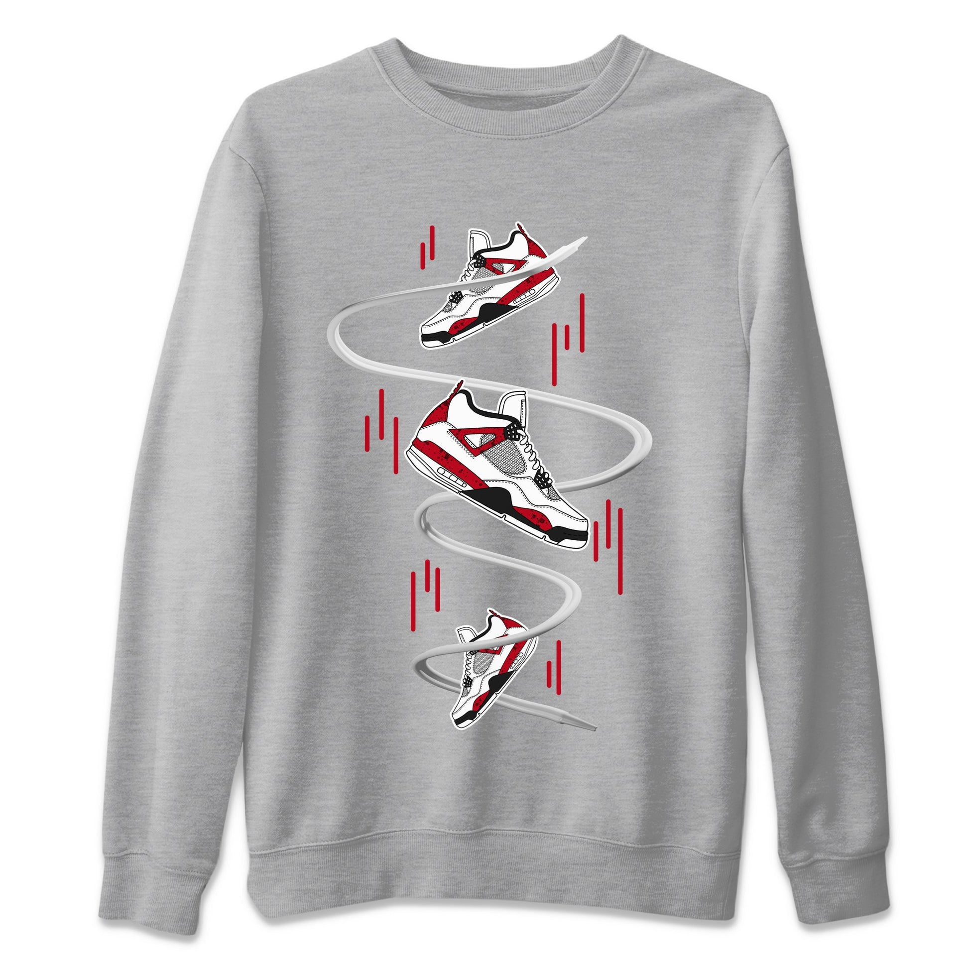 Air Jordan 4 Red Cement Sneaker Match Tees Sneaker Drop Sneaker Tees AJ4 Red Cement Sneaker Release Tees Unisex Shirts Heather Grey 2