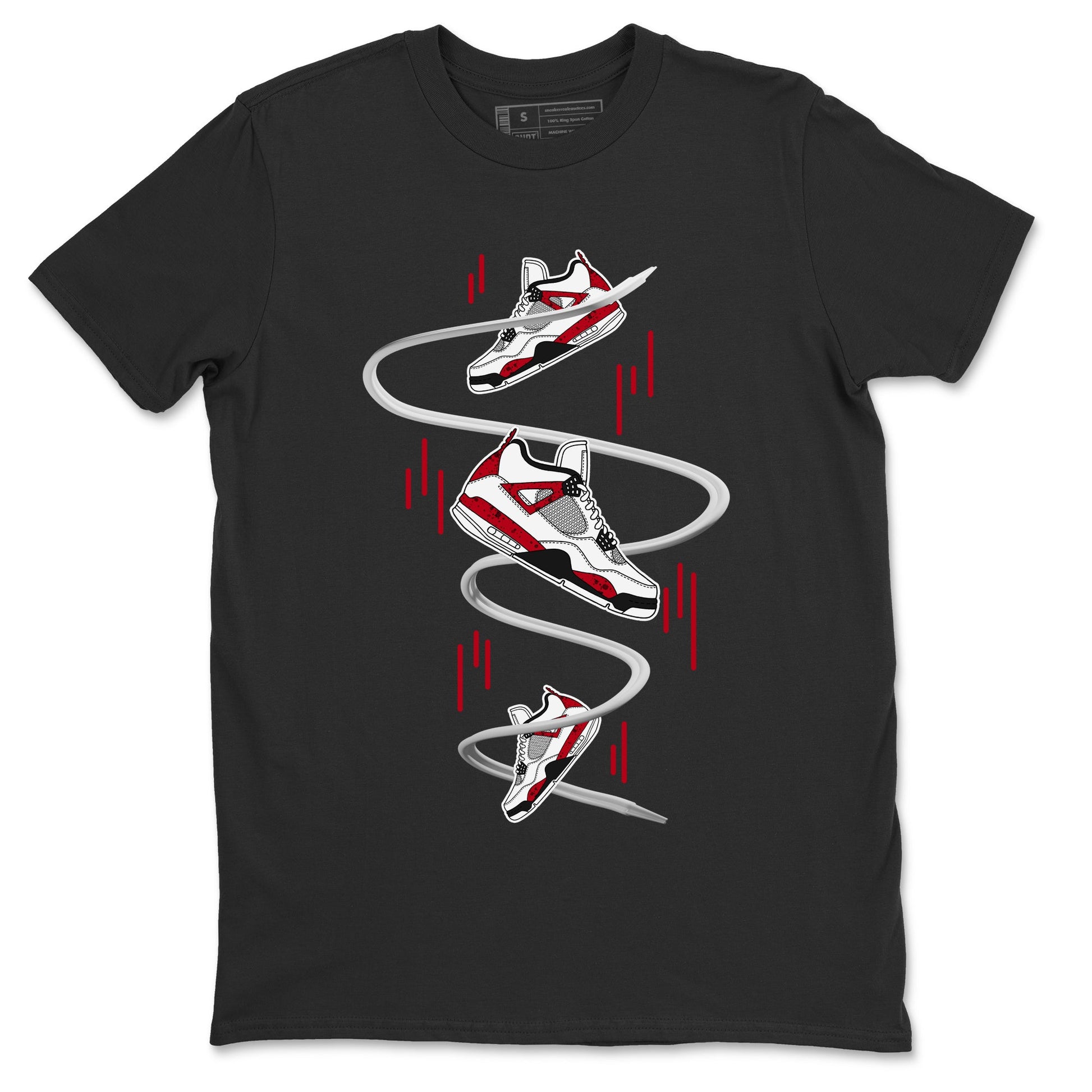 Air Jordan 4 Red Cement Sneaker Match Tees Sneaker Drop Sneaker Tees AJ4 Red Cement Sneaker Release Tees Unisex Shirts Black 2
