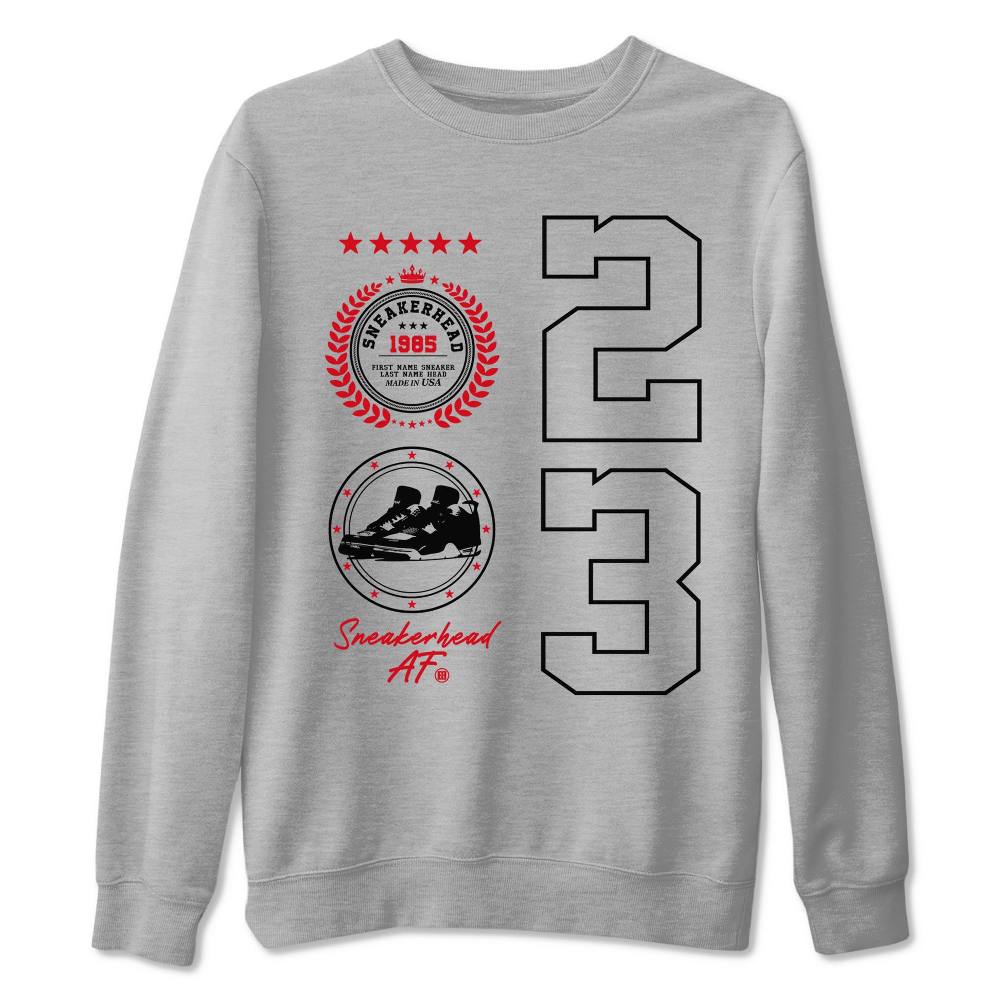 Sneaker Emblem sneaker match tees to Air Jordan 4 Bred Reimagined street fashion brand for shirts to match Jordans SNRT Sneaker Tees Air Jordan 4 Bred Reimagined unisex t-shirt Heather Grey 2 unisex shirt