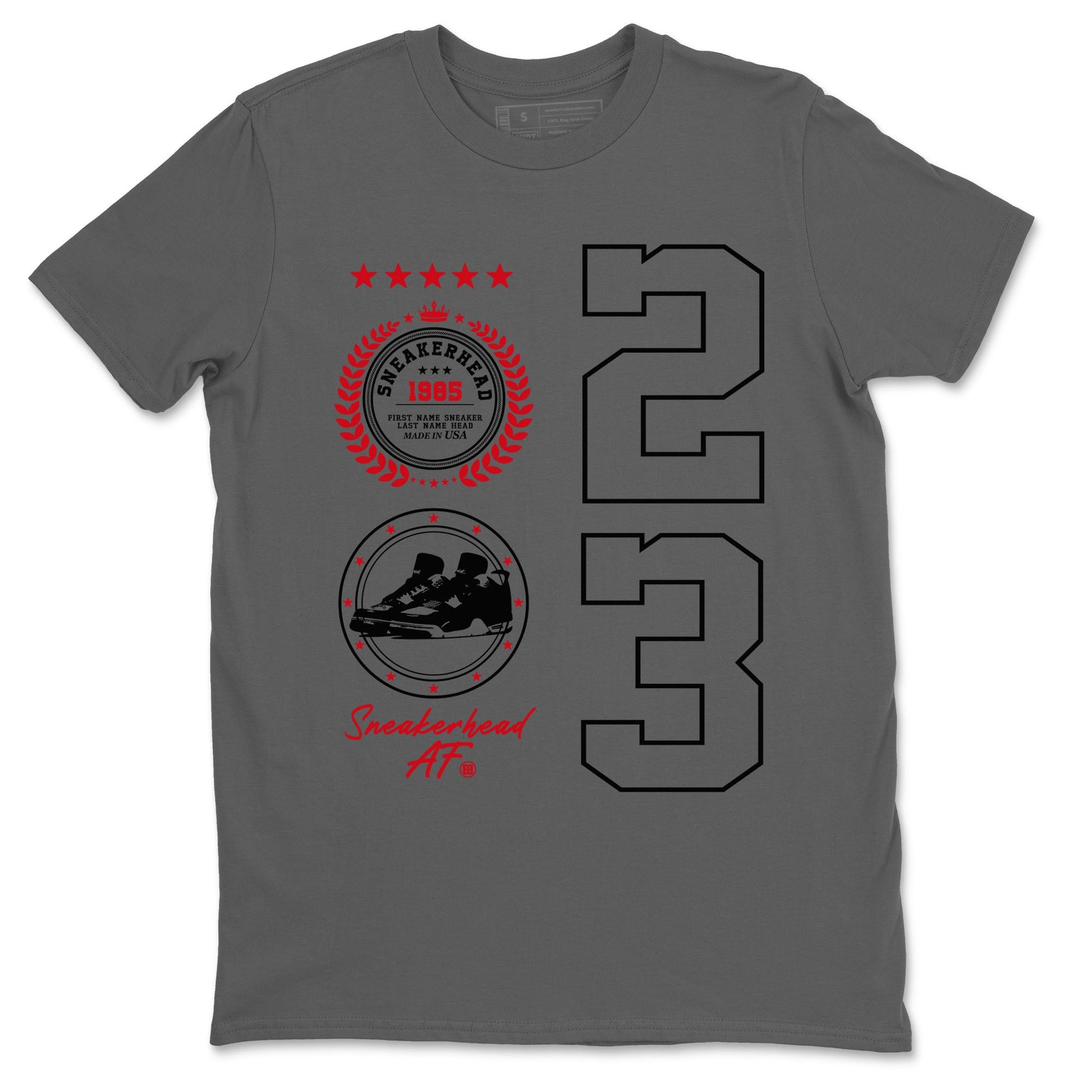 Sneaker Emblem sneaker match tees to Air Jordan 4 Bred Reimagined street fashion brand for shirts to match Jordans SNRT Sneaker Tees Air Jordan 4 Bred Reimagined unisex t-shirt Cool Grey 2 unisex shirt