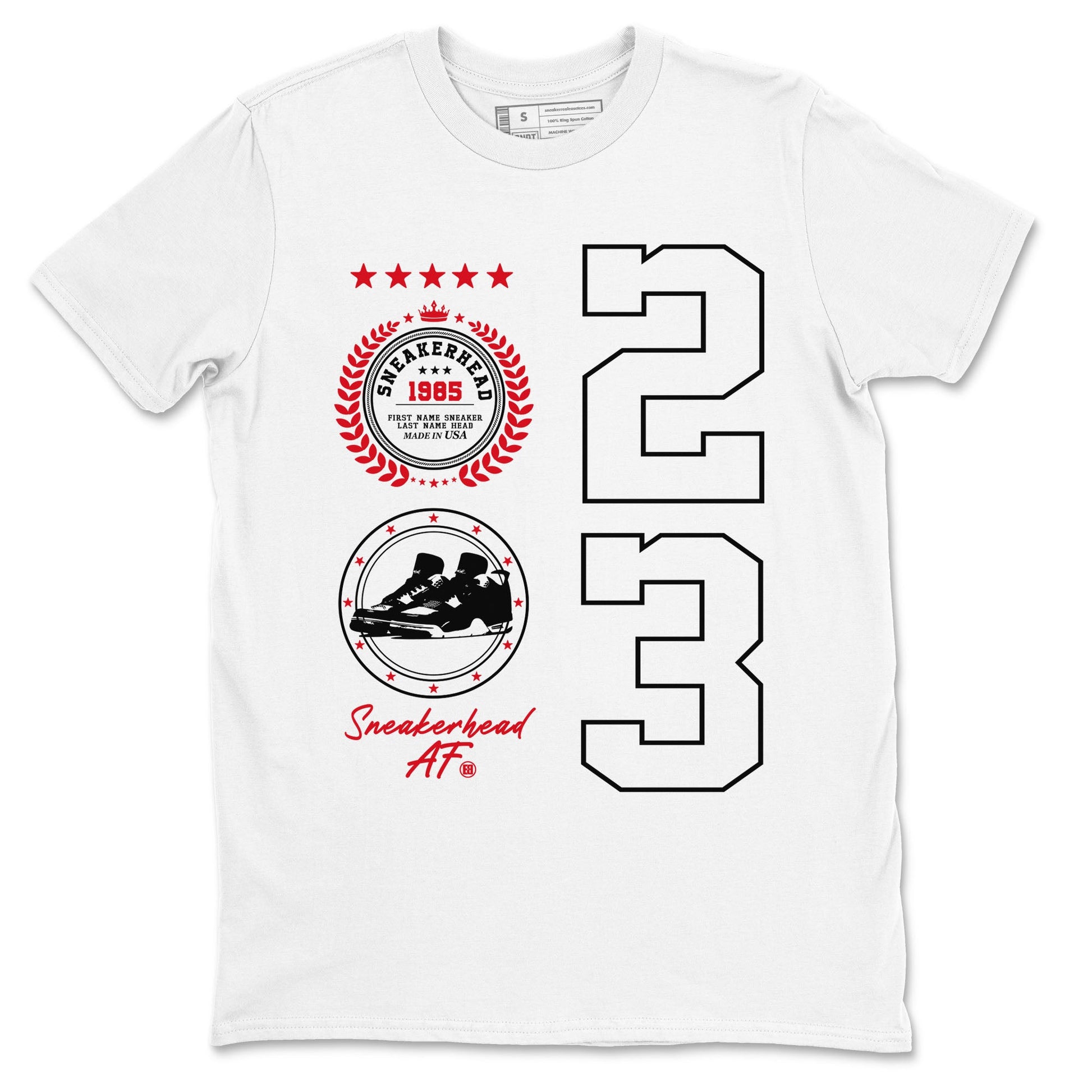 Sneaker Emblem sneaker match tees to Air Jordan 4 Bred Reimagined street fashion brand for shirts to match Jordans SNRT Sneaker Tees Air Jordan 4 Bred Reimagined unisex t-shirt White 2 unisex shirt