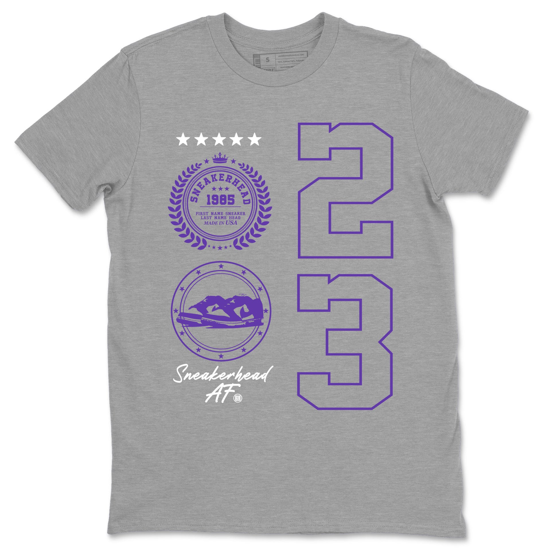 Sneaker Emblem sneaker match tees to Court Purple Dunks street fashion brand for shirts to match Jordans SNRT Sneaker Tees Dunk Low Court Purple unisex t-shirt Heather Grey 2 unisex shirt