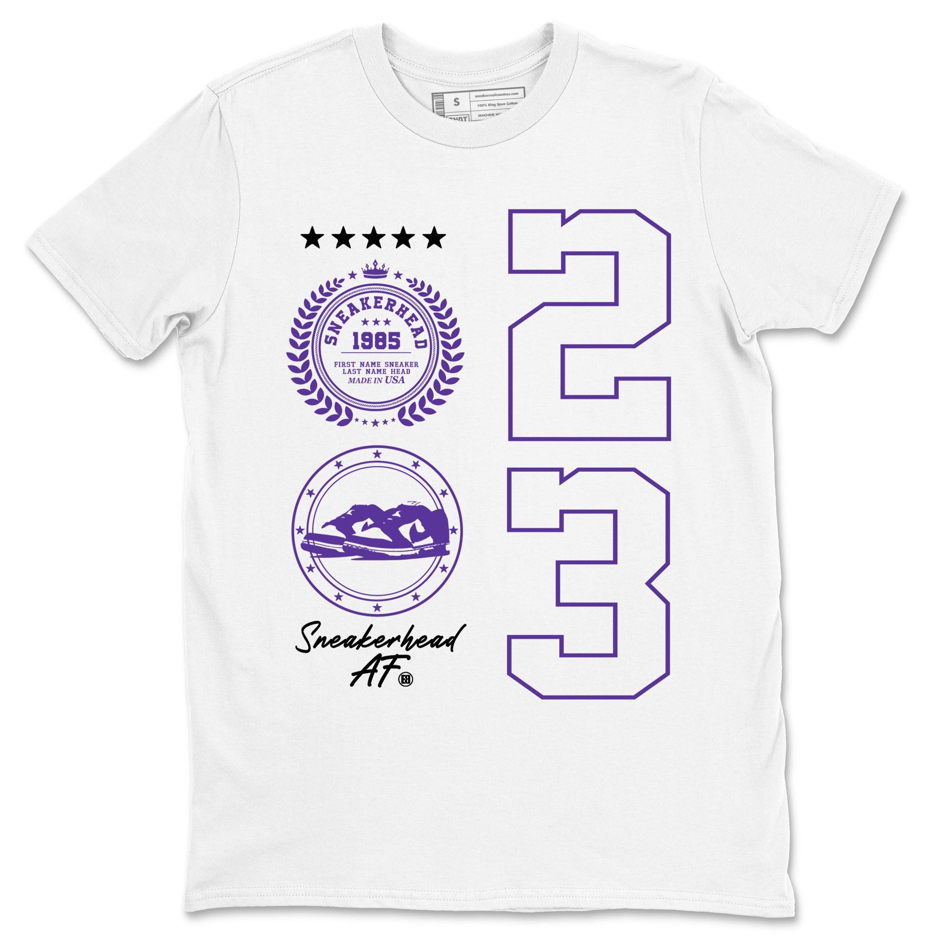 Sneaker Emblem sneaker match tees to Court Purple Dunks street fashion brand for shirts to match Jordans SNRT Sneaker Tees Dunk Low Court Purple unisex t-shirt White 2 unisex shirt