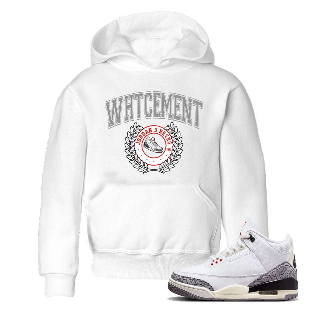 Air Jordan 3 White Cement Sneaker Match Tees Sneaker Letter Sneaker Tees Air Jordan 3 Retro White Cement Sneaker Release Tees Kids Shirts White 1