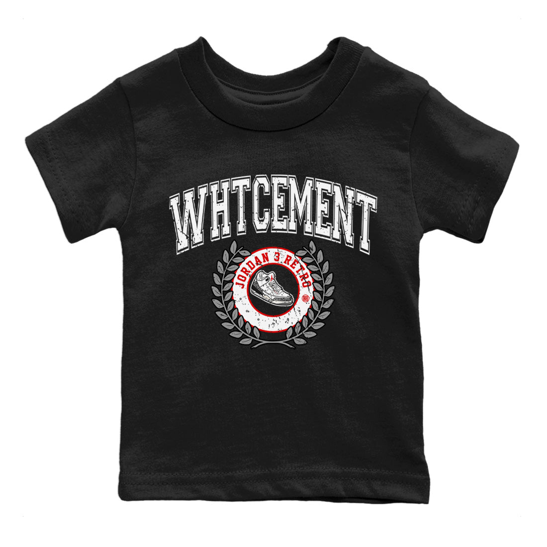 Air Jordan 3 White Cement Sneaker Match Tees Sneaker Letter Sneaker Tees Air Jordan 3 Retro White Cement Sneaker Release Tees Kids Shirts Black 2