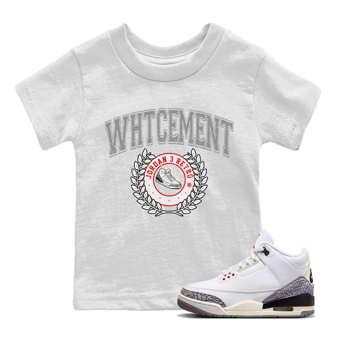 Air Jordan 3 White Cement Sneaker Match Tees Sneaker Letter Sneaker Tees Air Jordan 3 Retro White Cement Sneaker Release Tees Kids Shirts White 1
