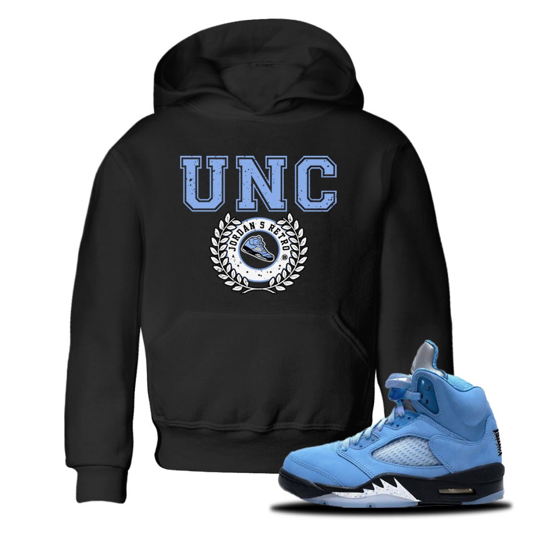Jordan 5 UNC Sneaker Match Tees Sneaker Letter Sneaker Tees Jordan 5 UNC Sneaker Release Tees Kids Shirts