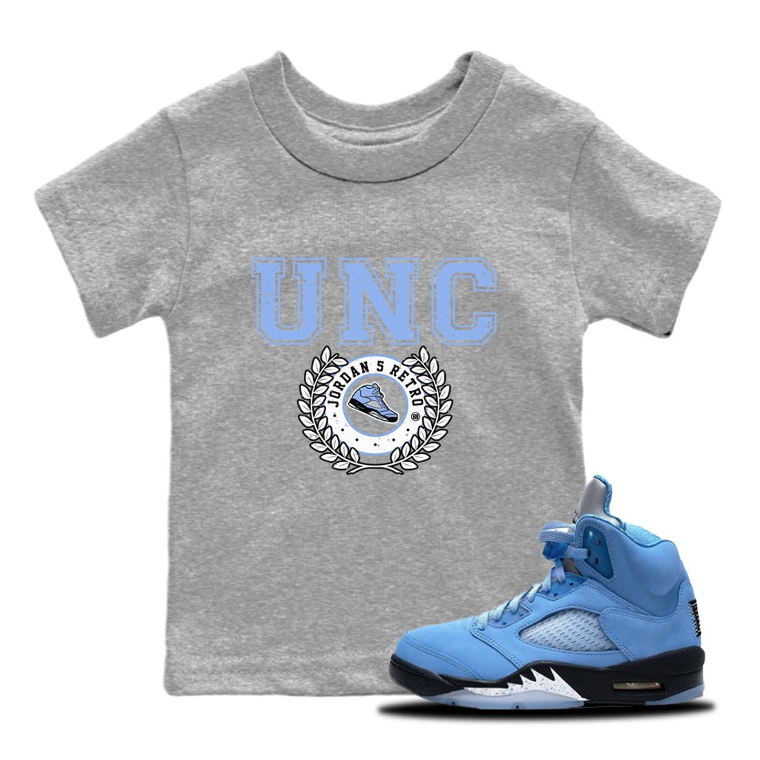 Jordan 5 UNC Sneaker Match Tees Sneaker Letter Sneaker Tees Jordan 5 UNC Sneaker Release Tees Kids Shirts