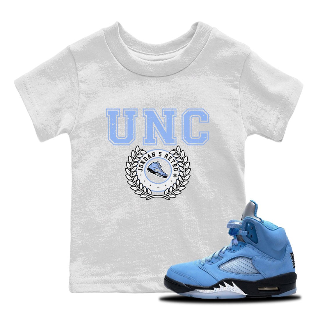 Jordan 5 UNC Sneaker Match Tees Sneaker Letter Sneaker Tees Jordan 5 UNC Sneaker Release Tees Kids Shirts