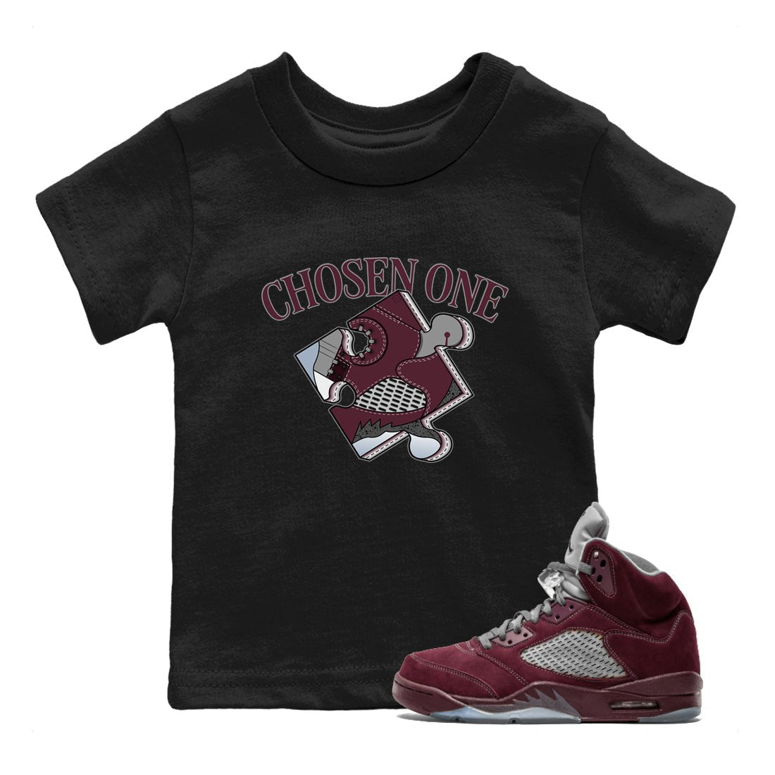 Jordan 5 Burgundy shirt to match jordans Sneaker Puzzle sneaker tees Crew Neck AJ5 Burgundy SNRT Sneaker Release Tees Baby Toddler Black 1 T-Shirt