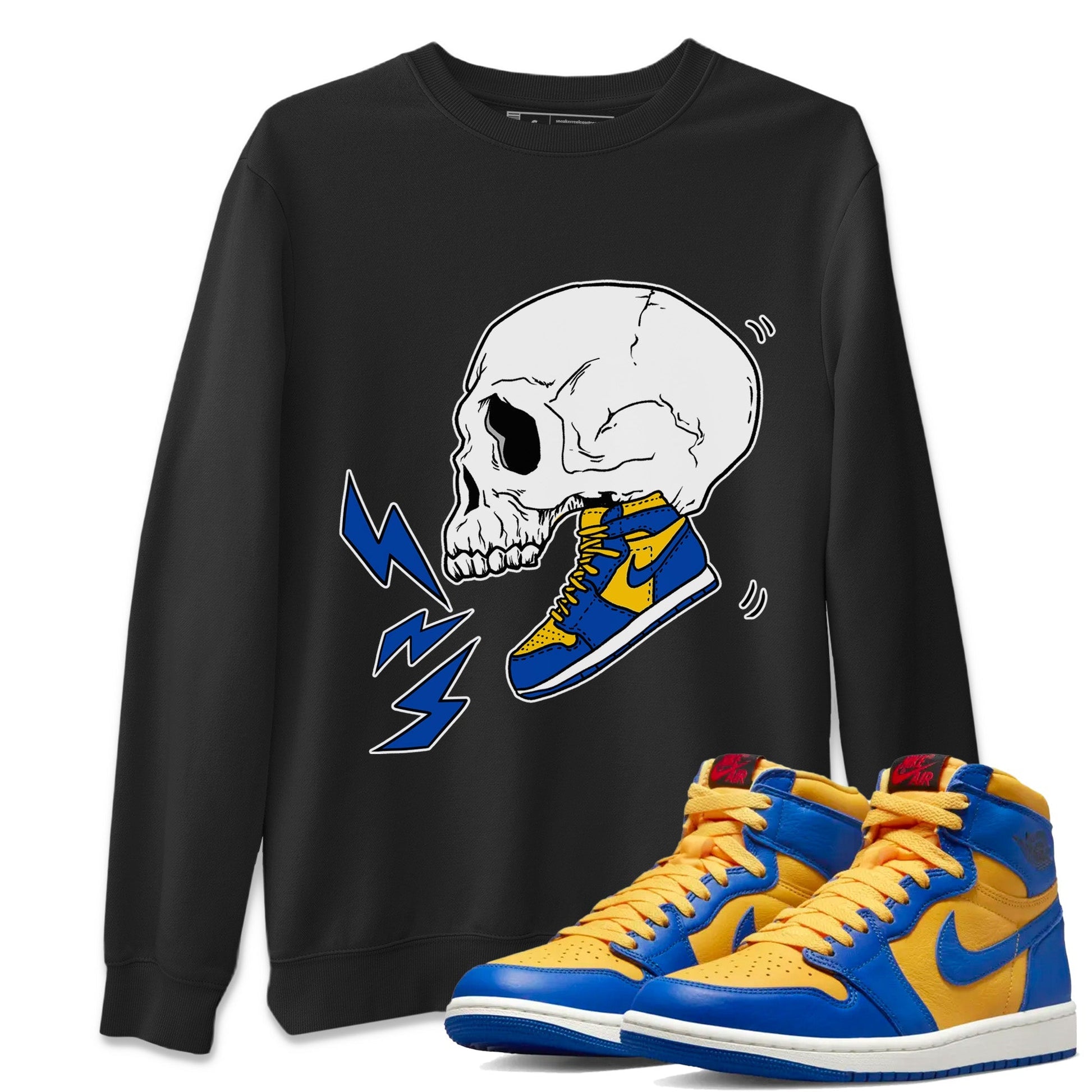 Jordan 1 Game Royal Varsity Maize Sneaker Match Tees Sneaker Skull Sneaker Tees Jordan 1 Game Royal Varsity Maize Sneaker Release Tees Unisex Shirts