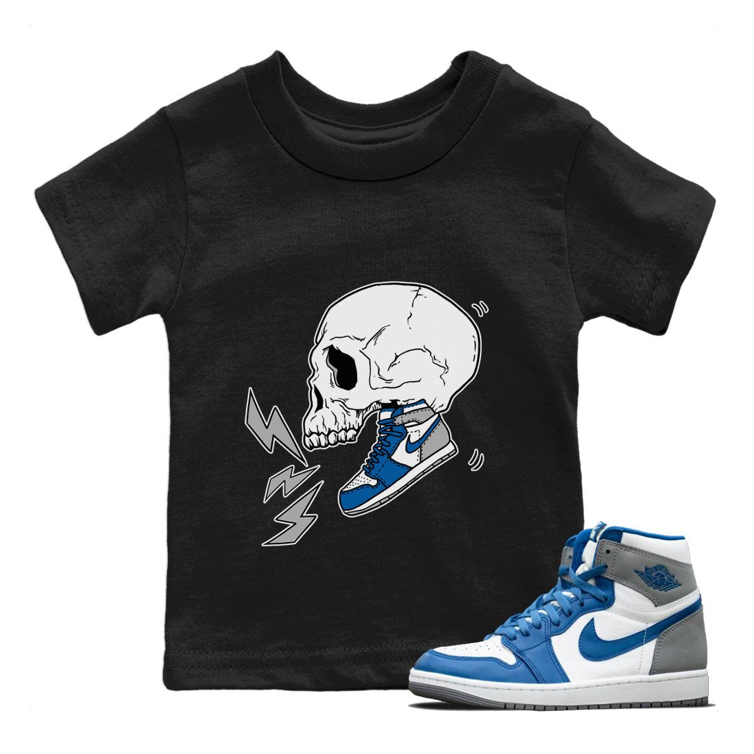 Jordan 1 True Blue Sneaker Match Tees Sneaker Skull Sneaker Tees Jordan 1 True Blue Sneaker Release Tees Kids Shirts