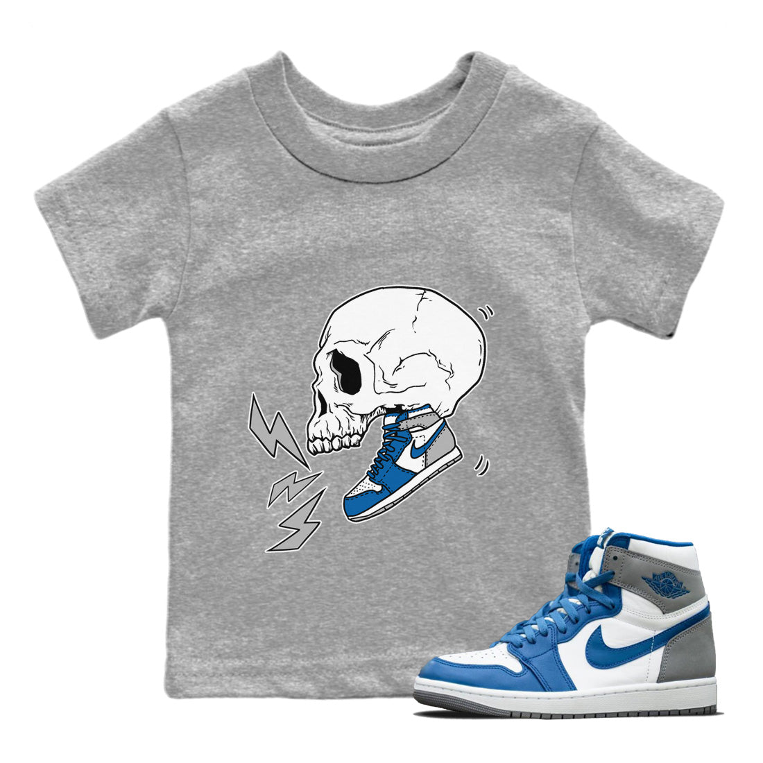 Jordan 1 True Blue Sneaker Match Tees Sneaker Skull Sneaker Tees Jordan 1 True Blue Sneaker Release Tees Kids Shirts