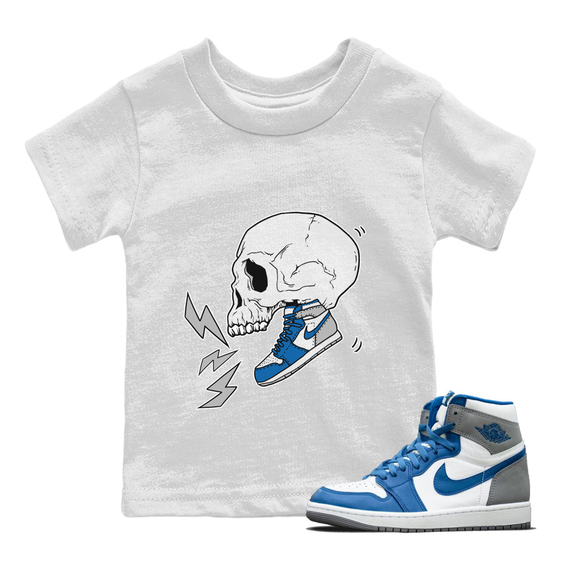 Jordan 1 True Blue Sneaker Match Tees Sneaker Skull Sneaker Tees Jordan 1 True Blue Sneaker Release Tees Kids Shirts