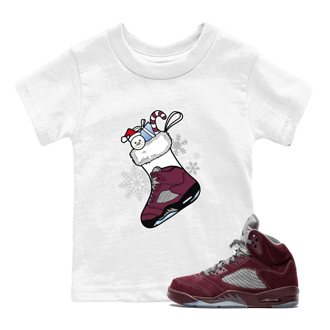 Air Jordan 5 Burgundy shirt to match jordans Sneaker Stocking sneaker match tees Air Jordan 5s Burgundy SNRT Sneaker Release Tees Baby Toddler White 1 T-Shirt