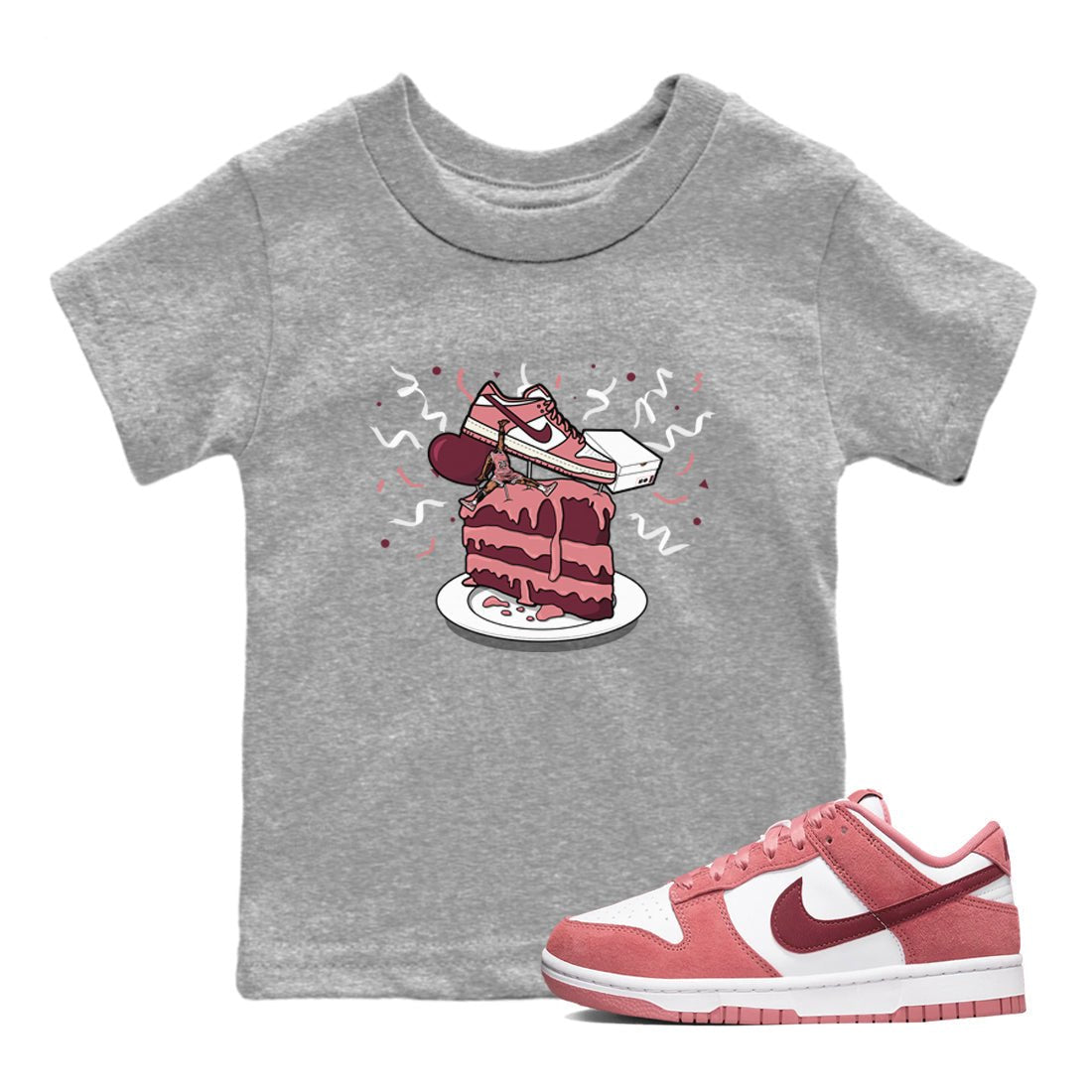 Dunk Valentine's Day shirt to match jordans Sneaker Topper sneaker tees Dunk Low Valentine's Day SNRT Sneaker release tees baby toddler Heather Grey 1 cotton Shirt