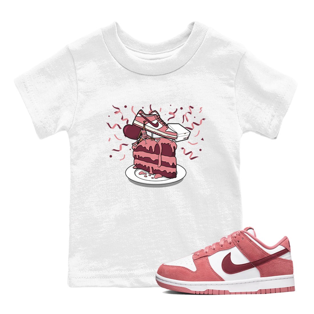 Dunk Valentine's Day shirt to match jordans Sneaker Topper sneaker tees Dunk Low Valentine's Day SNRT Sneaker release tees baby toddler White 1 cotton Shirt