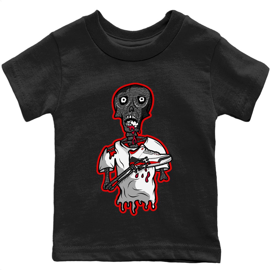 Jordan 3 Fire Red unique Halloween sneaker tee Sneaker Zombie Sneaker Tees Jordan 3 Fire Red Sneaker Release Tees Kids Shirts