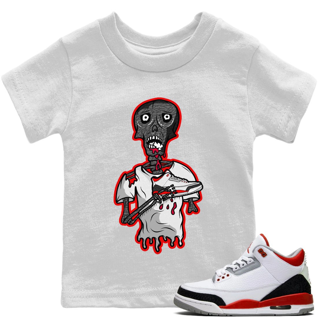 Jordan 3 Fire Red unique Halloween sneaker tee Sneaker Zombie Sneaker Tees Jordan 3 Fire Red Sneaker Release Tees Kids Shirts