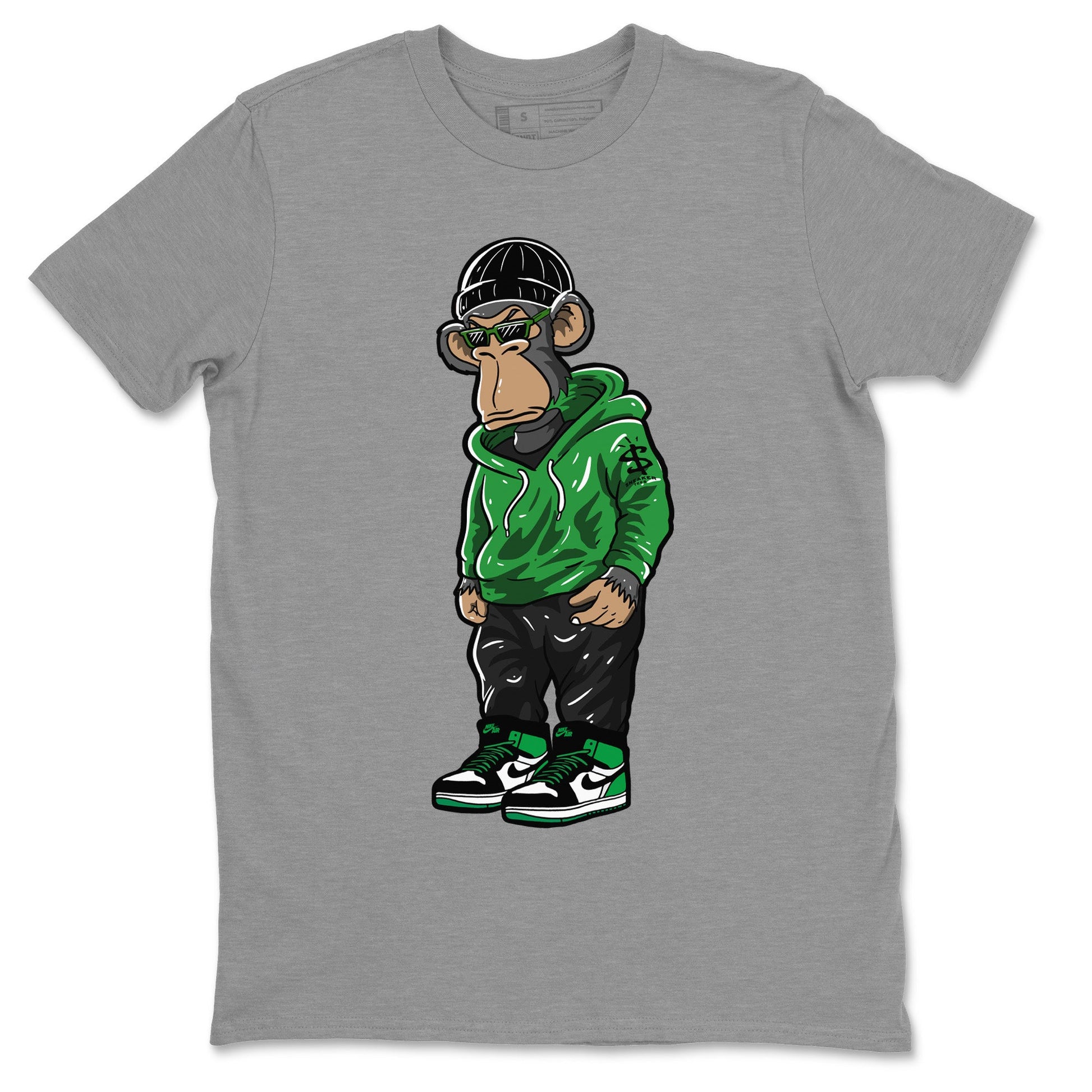 Air Jordan 1 Celtics Sneaker Match Tees Sneakerhead Monkey Sneaker Tees Air Jordan 1 Retro Celtics Sneaker Release Tees Unisex Shirts Heather Grey 2