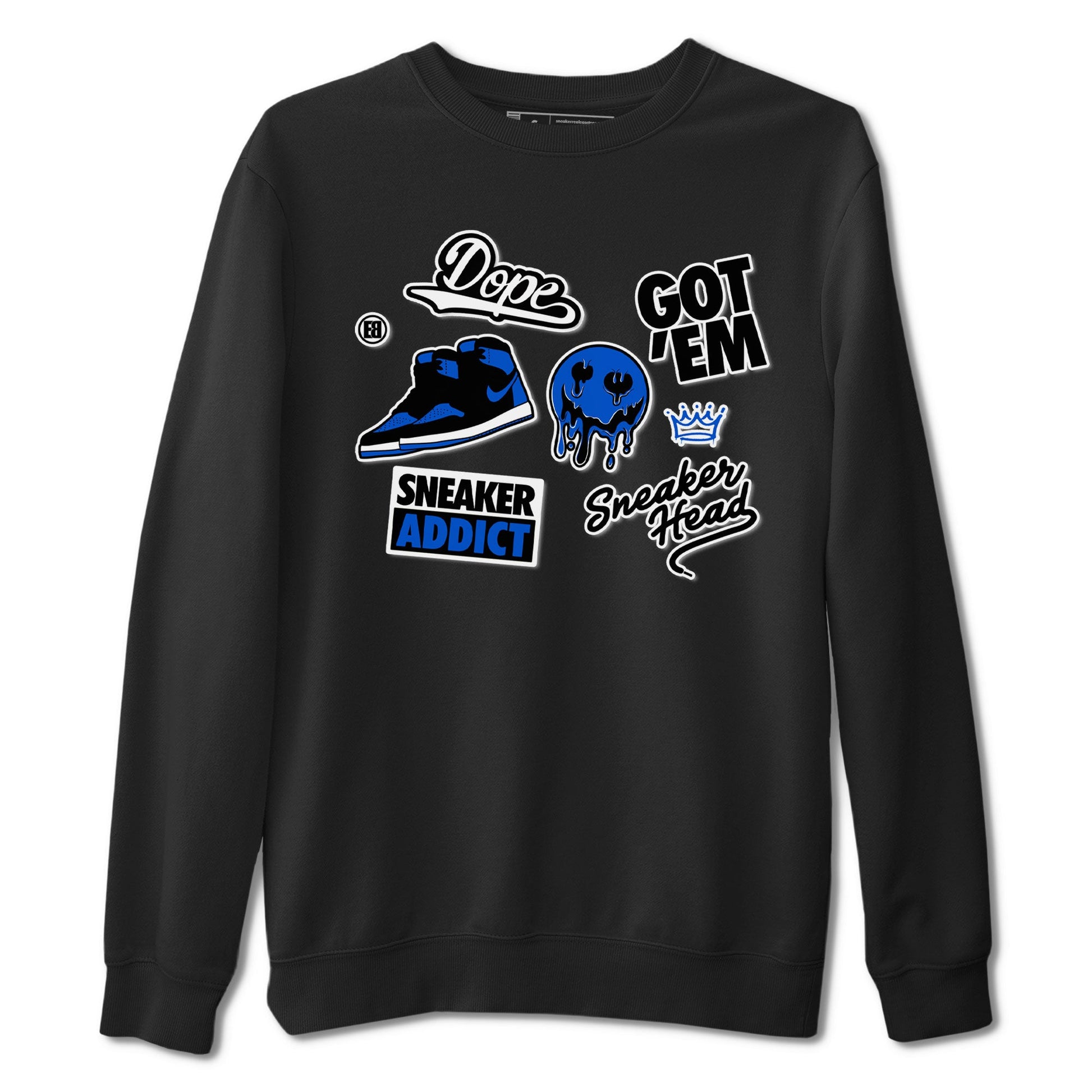 Jordan 1 Retro High OG Royal Reimagined shirt to match jordans Sneakerhead Sticker sneaker matching tees Air Jordan 1 Royal Reimagined SNRT Sneaker Tees Unisex Black 2 T-Shirt