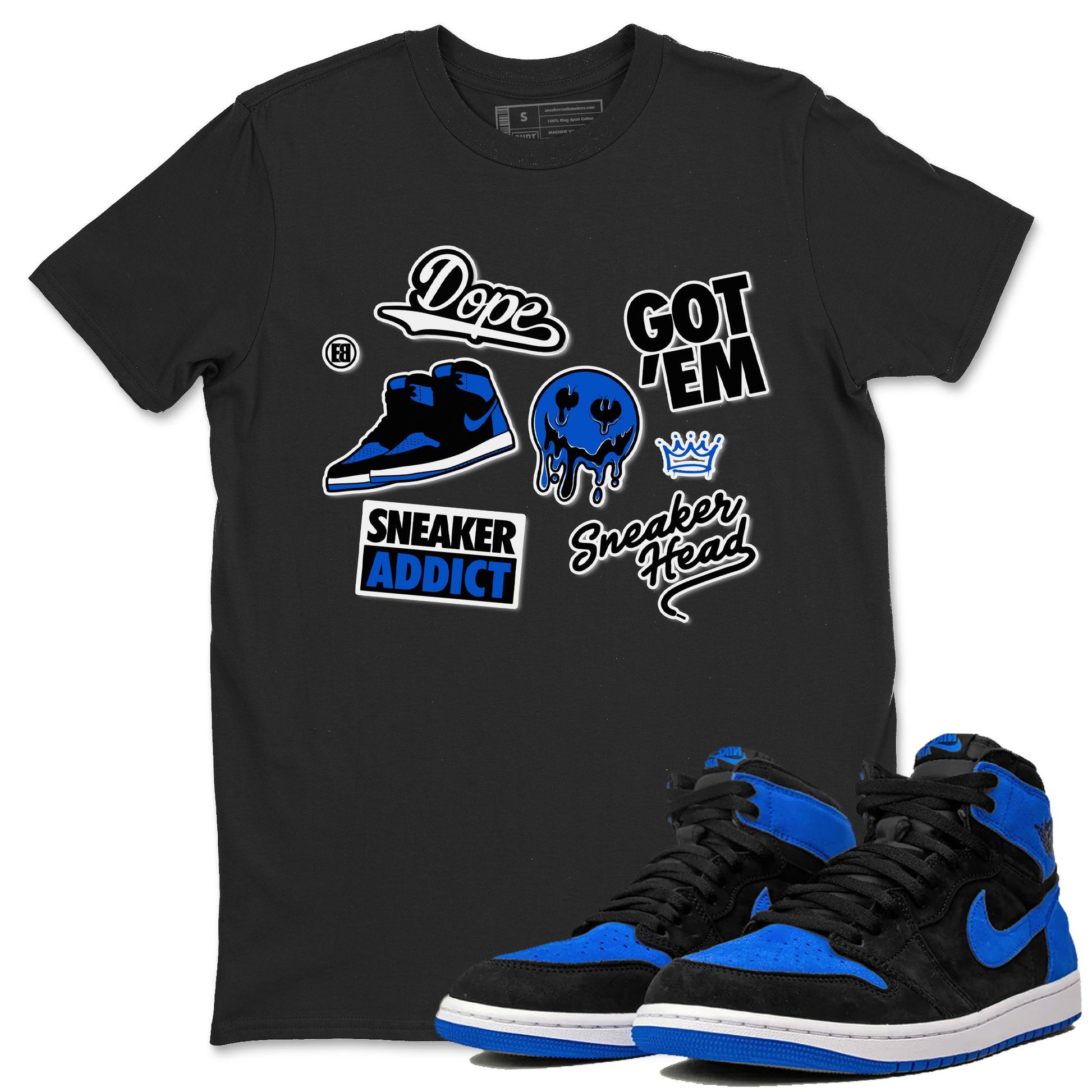 Jordan 1 Retro High OG Royal Reimagined shirt to match jordans Sneakerhead Sticker sneaker matching tees Air Jordan 1 Royal Reimagined SNRT Sneaker Tees Unisex Black 1 T-Shirt