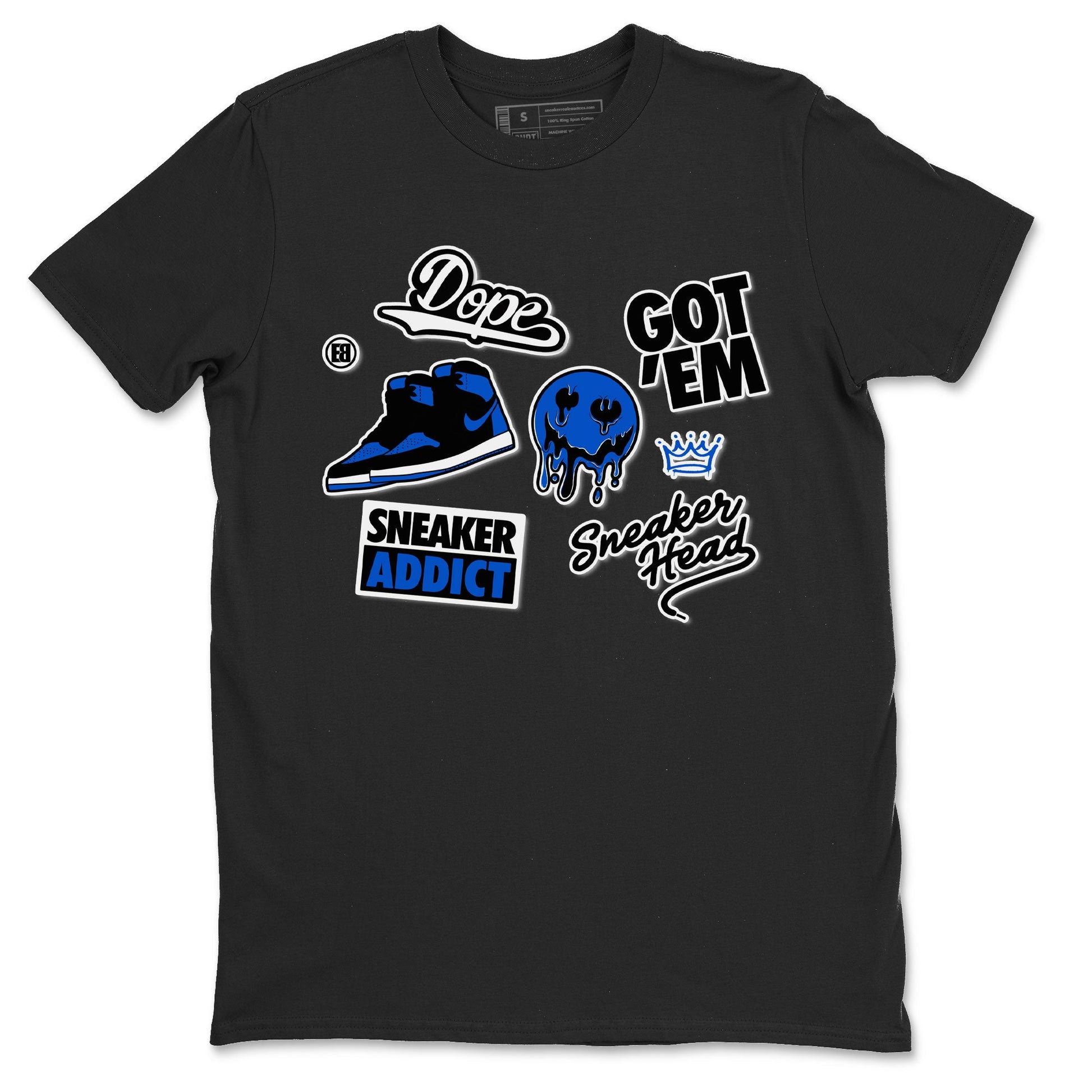 Jordan 1 Retro High OG Royal Reimagined shirt to match jordans Sneakerhead Sticker sneaker matching tees Air Jordan 1 Royal Reimagined SNRT Sneaker Tees Unisex Black 2 T-Shirt