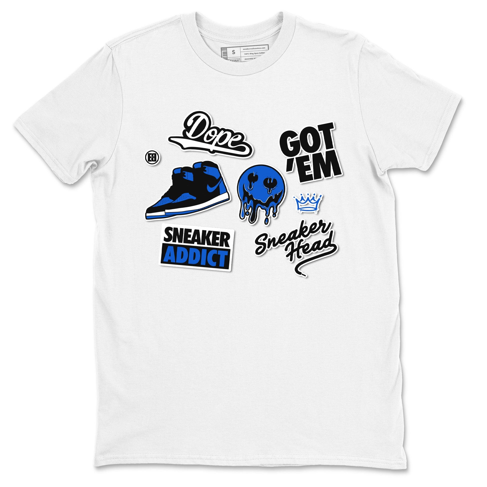 Jordan 1 Retro High OG Royal Reimagined shirt to match jordans Sneakerhead Sticker sneaker matching tees Air Jordan 1 Royal Reimagined SNRT Sneaker Tees Unisex White 2 T-Shirt