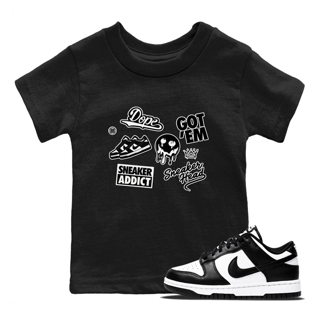 Dunk Low Panda shirt to match jordans Sneakerhead Sticker sneaker tees Dunk Panda SNRT Sneaker Tees baby toddler Black 1 cotton Shirt