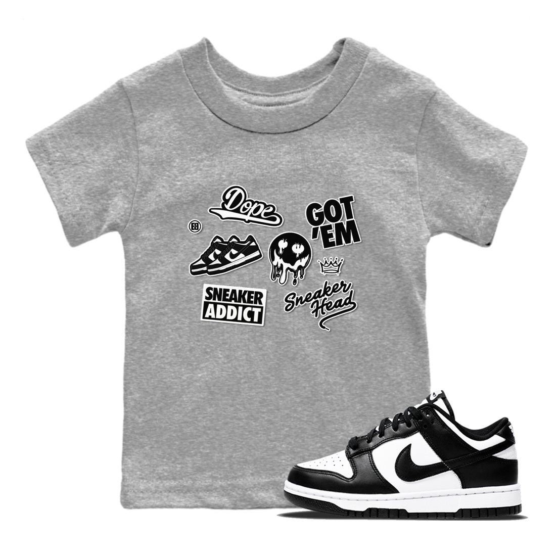 Dunk Low Panda shirt to match jordans Sneakerhead Sticker sneaker tees Dunk Panda SNRT Sneaker Tees baby toddler Heather Grey 1 cotton Shirt
