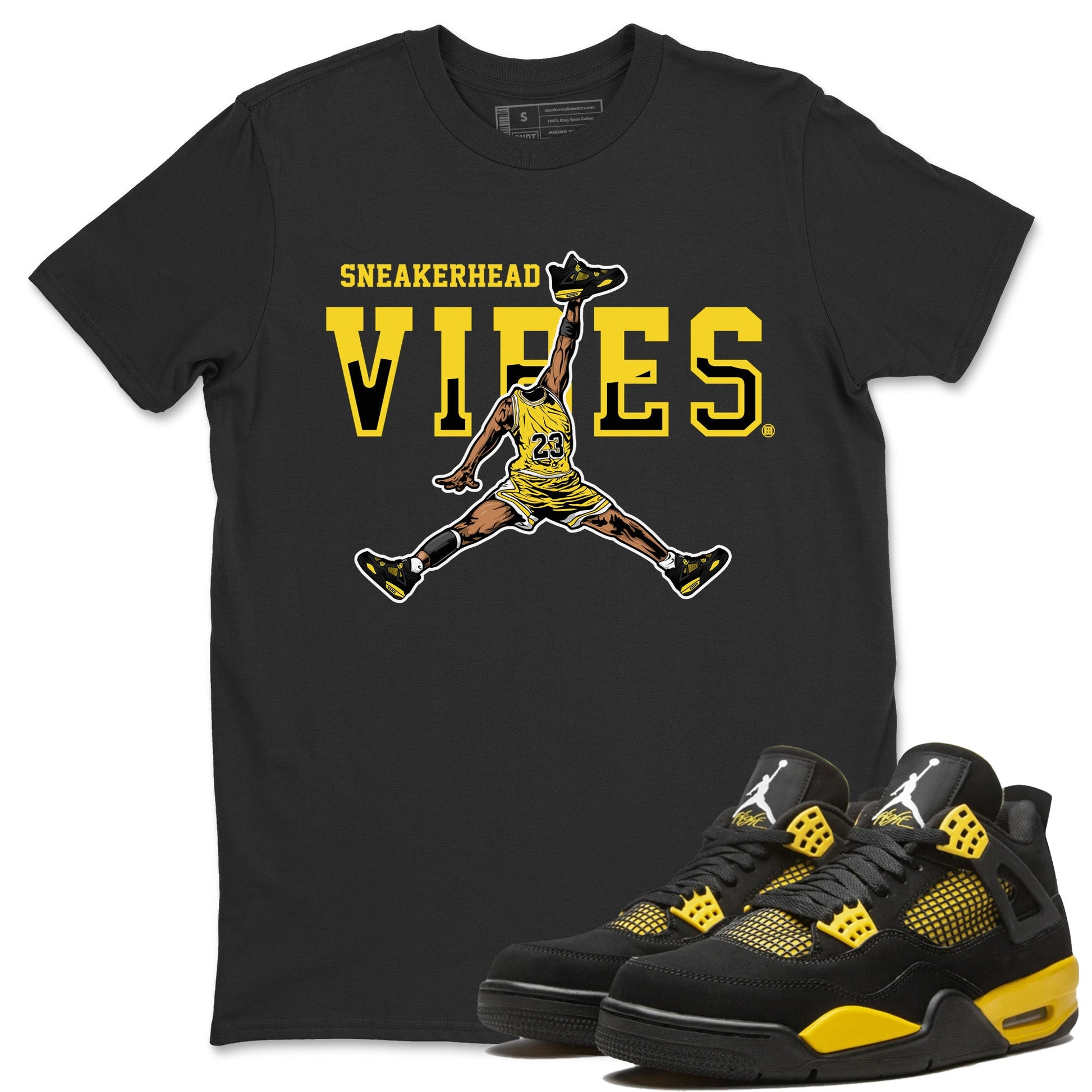 Air Jordan 4 Thunder Sneaker Match Tees Sneakerhead Vibes Sneaker Tees Air Jordan 4 Retro Thunder Sneaker Release Tees Unisex Shirts Black 1