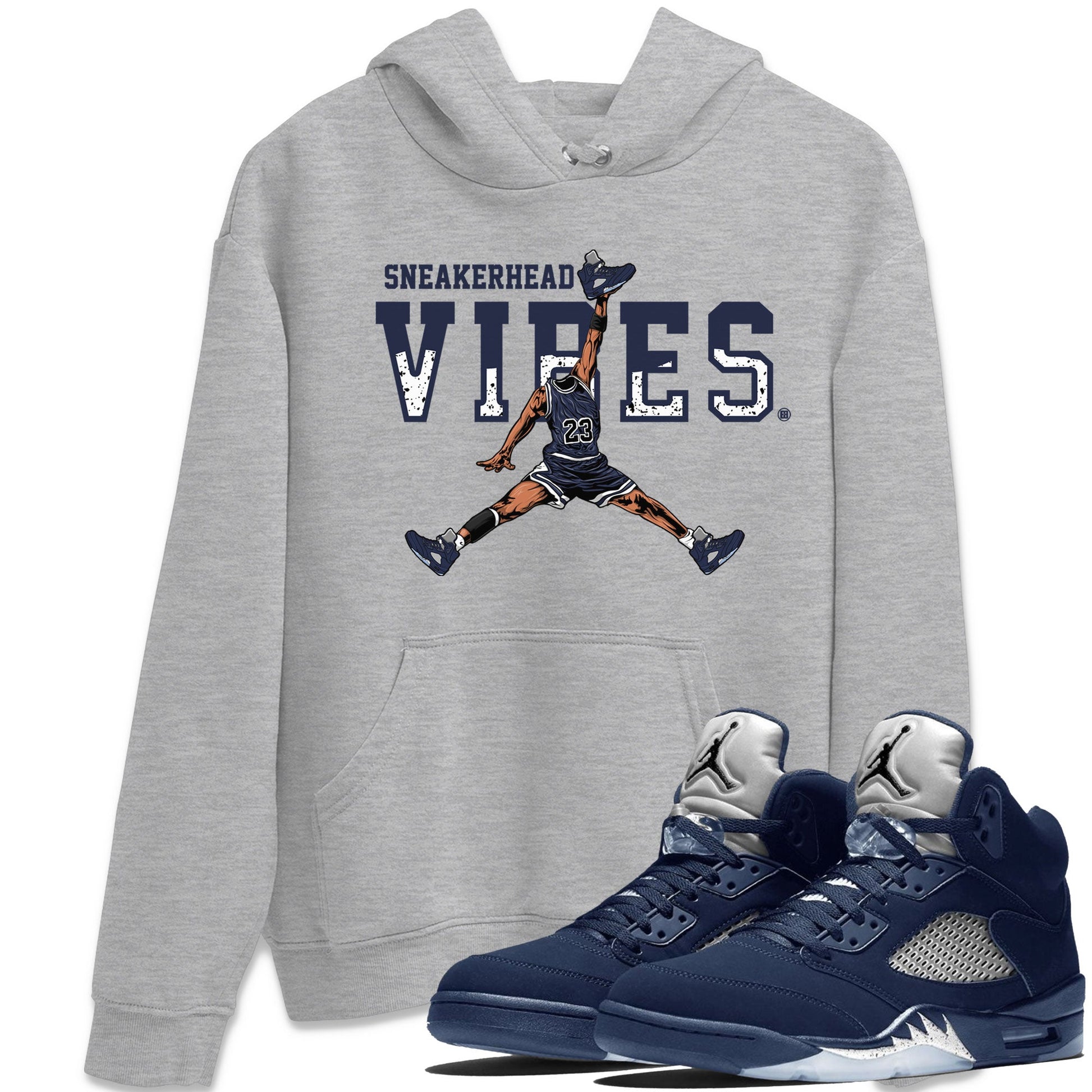 Midnight Navy 5s shirt to match jordans Sneakerhead Vibes sneaker tees Air Jordan 5 Retro Midnight Navy SNRT Sneaker Release Tees Unisex Heather Grey 1 T-Shirt