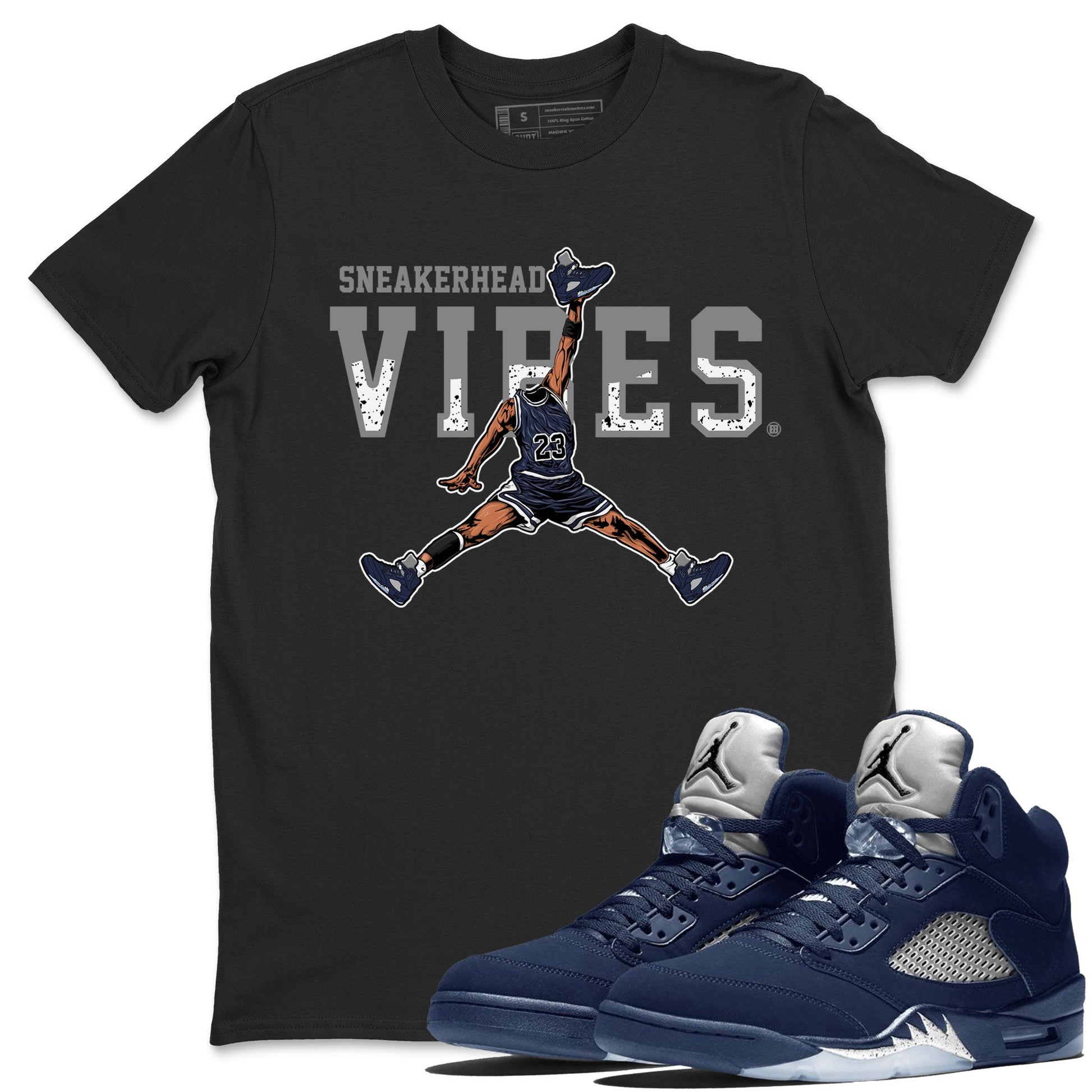 Midnight Navy 5s shirt to match jordans Sneakerhead Vibes sneaker tees Air Jordan 5 Retro Midnight Navy SNRT Sneaker Release Tees Unisex Black 1 T-Shirt