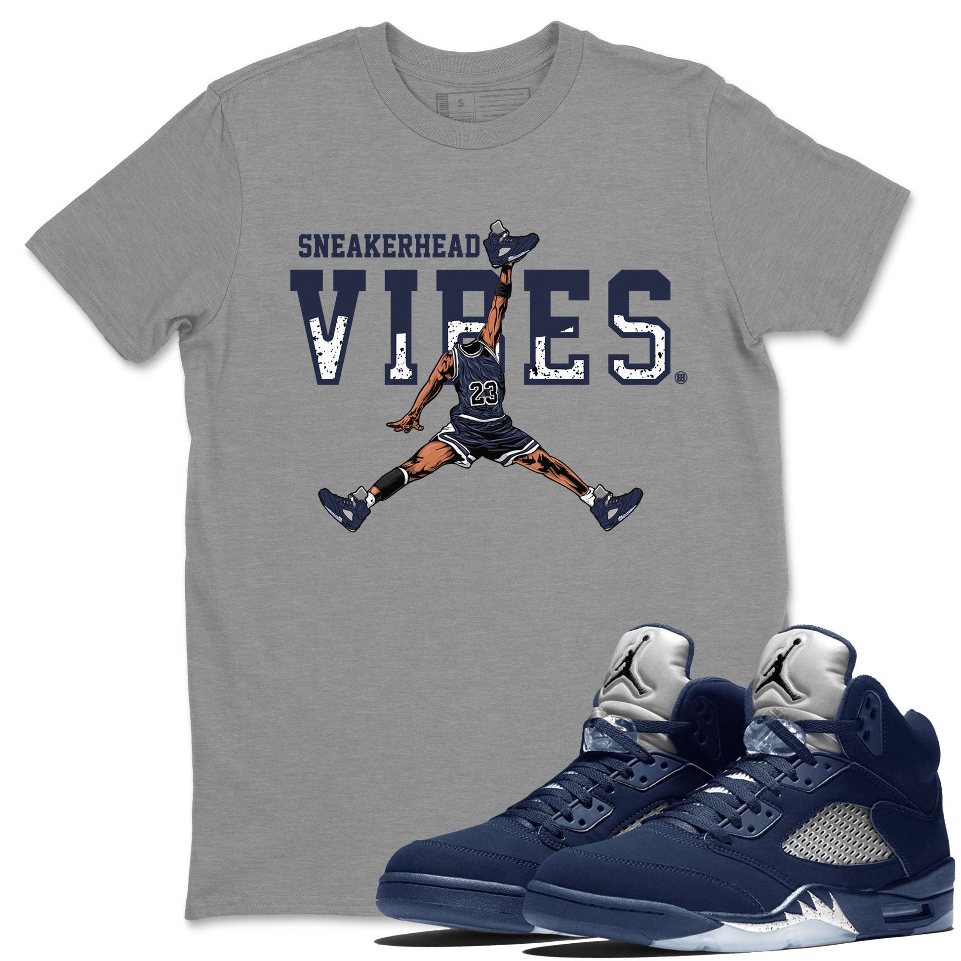 Midnight Navy 5s shirt to match jordans Sneakerhead Vibes sneaker tees Air Jordan 5 Retro Midnight Navy SNRT Sneaker Release Tees Unisex Heather Grey 1 T-Shirt