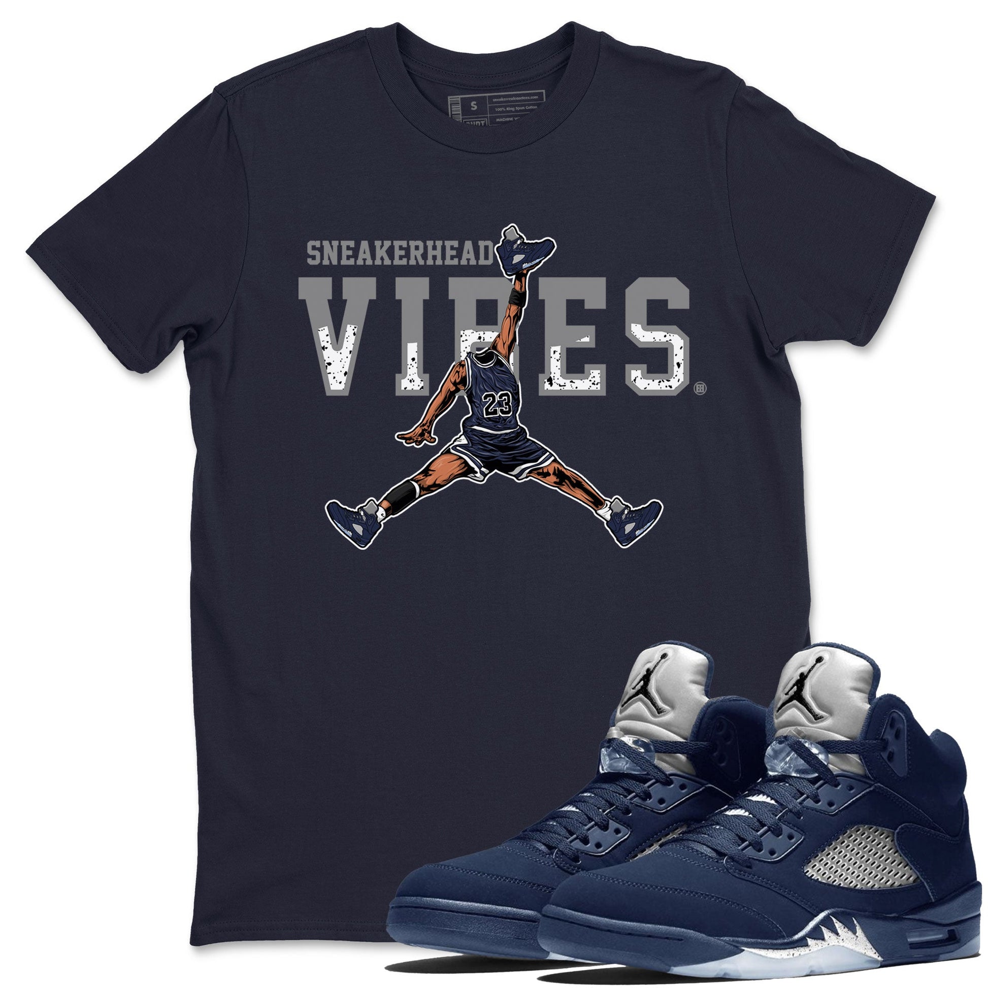 Midnight Navy 5s shirt to match jordans Sneakerhead Vibes sneaker tees Air Jordan 5 Retro Midnight Navy SNRT Sneaker Release Tees Unisex Navy 1 T-Shirt