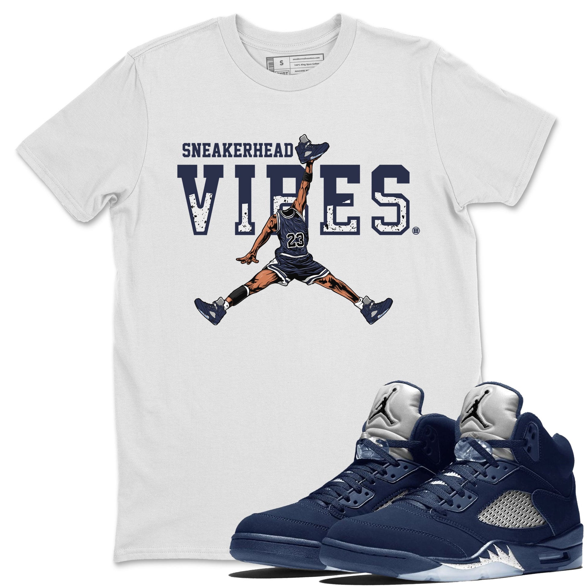 Midnight Navy 5s shirt to match jordans Sneakerhead Vibes sneaker tees Air Jordan 5 Retro Midnight Navy SNRT Sneaker Release Tees Unisex White 1 T-Shirt