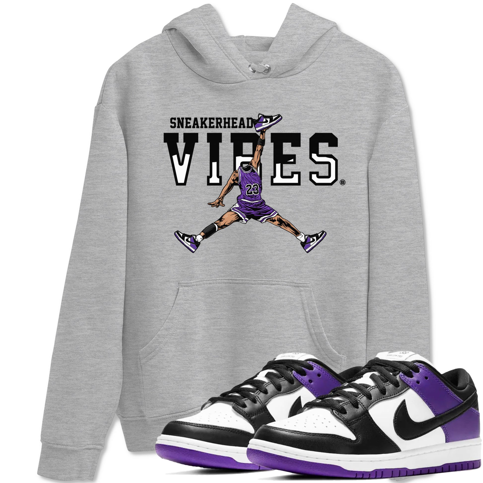 Sneakerhead Vibes sneaker match tees to Court Purple Dunks street fashion brand for shirts to match Jordans SNRT Sneaker Tees Dunk Low Court Purple unisex t-shirt Heather Grey 1 unisex shirt